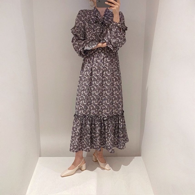 マキシワンピ 秋ワンピ ロング丈ワンピ リゾート ロングaタイプマキシ丈ワンピース 長袖 花柄 ボヘミアン ロングワンピース シフォン ワンピース 秋物ワンピ 秋服 ワンピース マキシ ロング マキシ丈 Liruha リルハ Meet New Me
