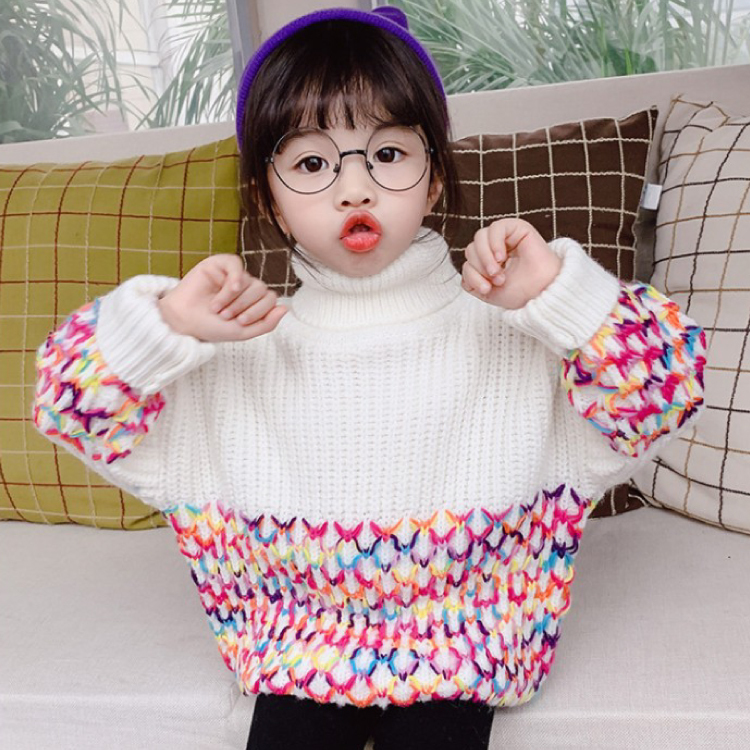 90 130 カラフル ニット オシャレ 子供服 キッズ ジュニア 韓国子供服 女の子 Q Toworld キュートワールド 子供服 メール便は何点でも送料の合計は280円