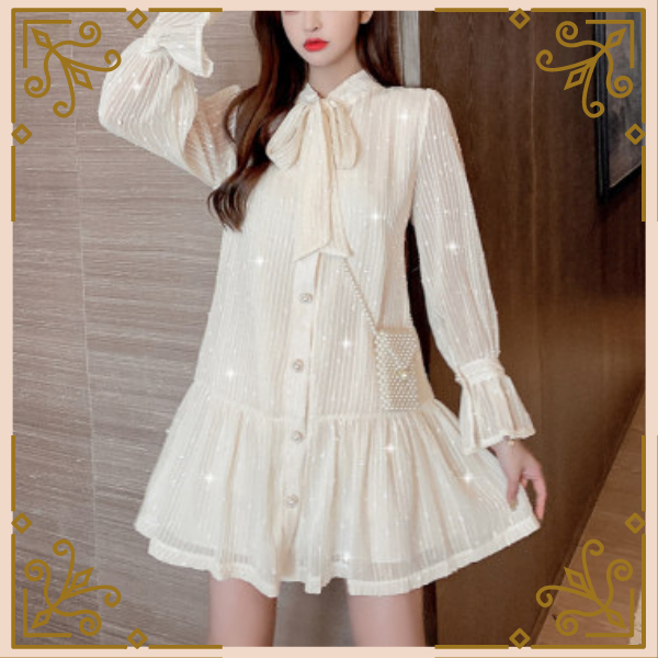 シンプルスタイルのフリルブラウスワンピース Trnd452 Re Tro