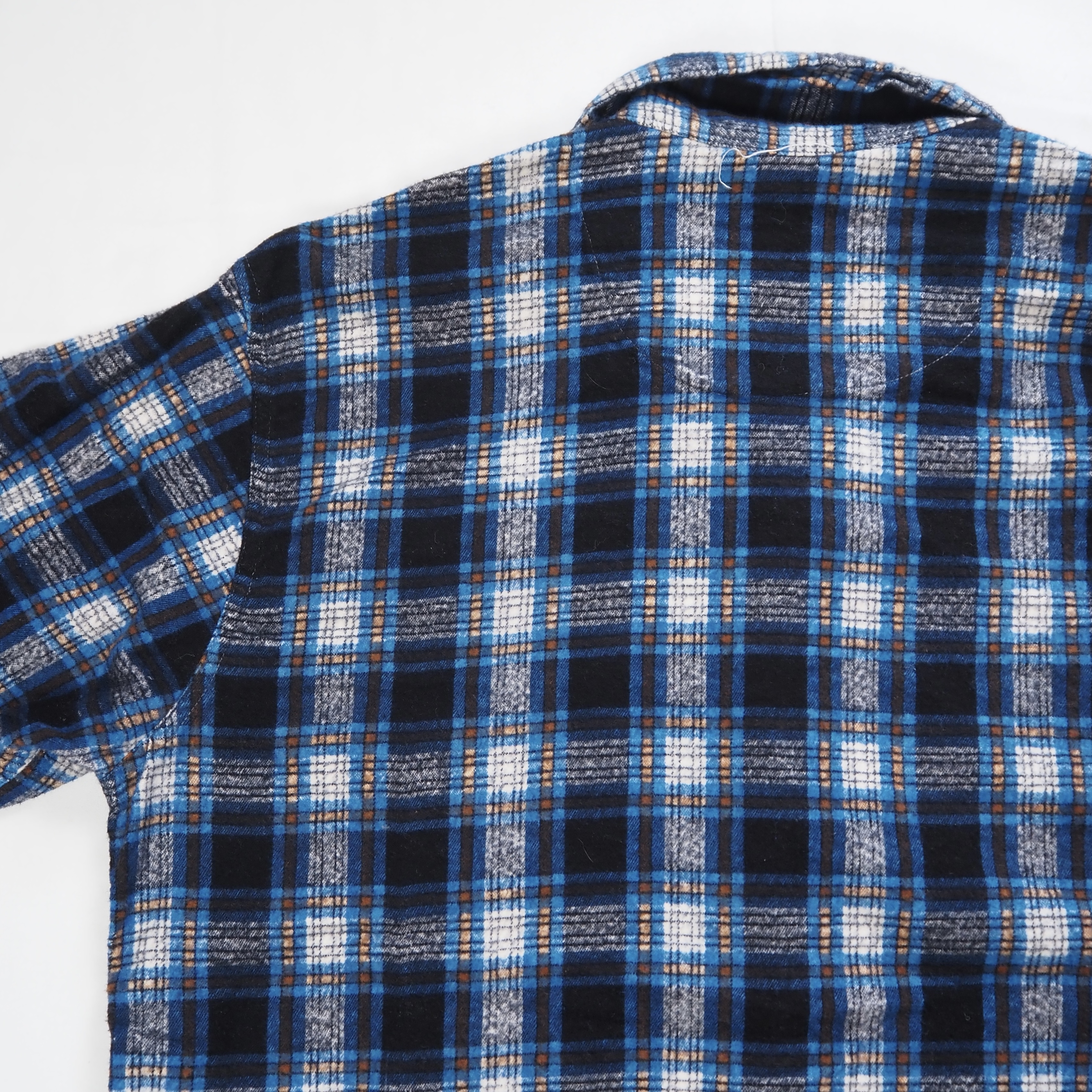 60’s Dan River Fabric プリントネル ブルー×ブラック  Mサイズ程度 の画像 11