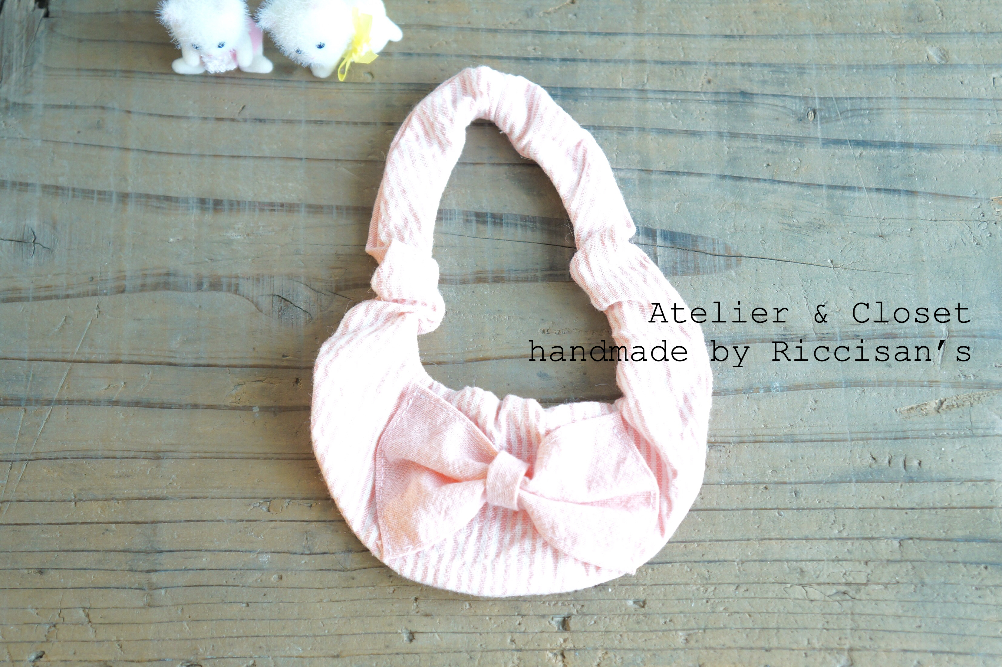 猫犬ペットギンガムチェックリボンスタイシュシュ首輪ハンドメイド Atelier Riccisan S