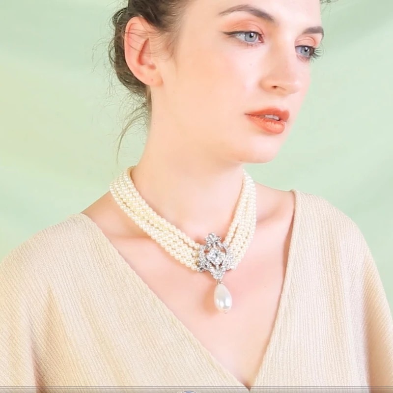 送料無料 ボリュームパールビジューネックレス ボリューム パール ビジュー ネックレス アクセサリー 上品 優雅 エレガント レディース おしゃれ ファッション プチプラ Glavie