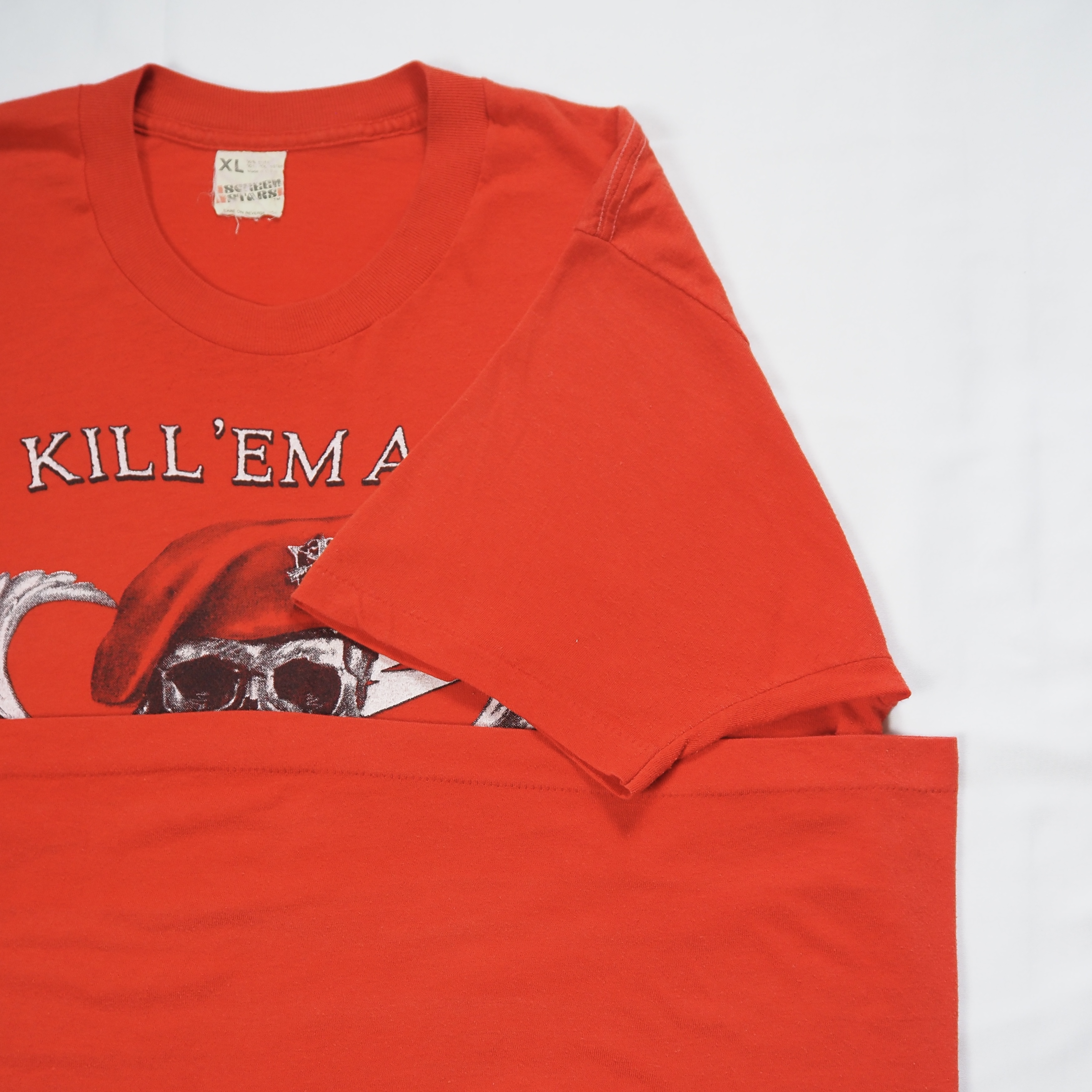 80’s スカル プリントTシャツ XL レッド の画像 12