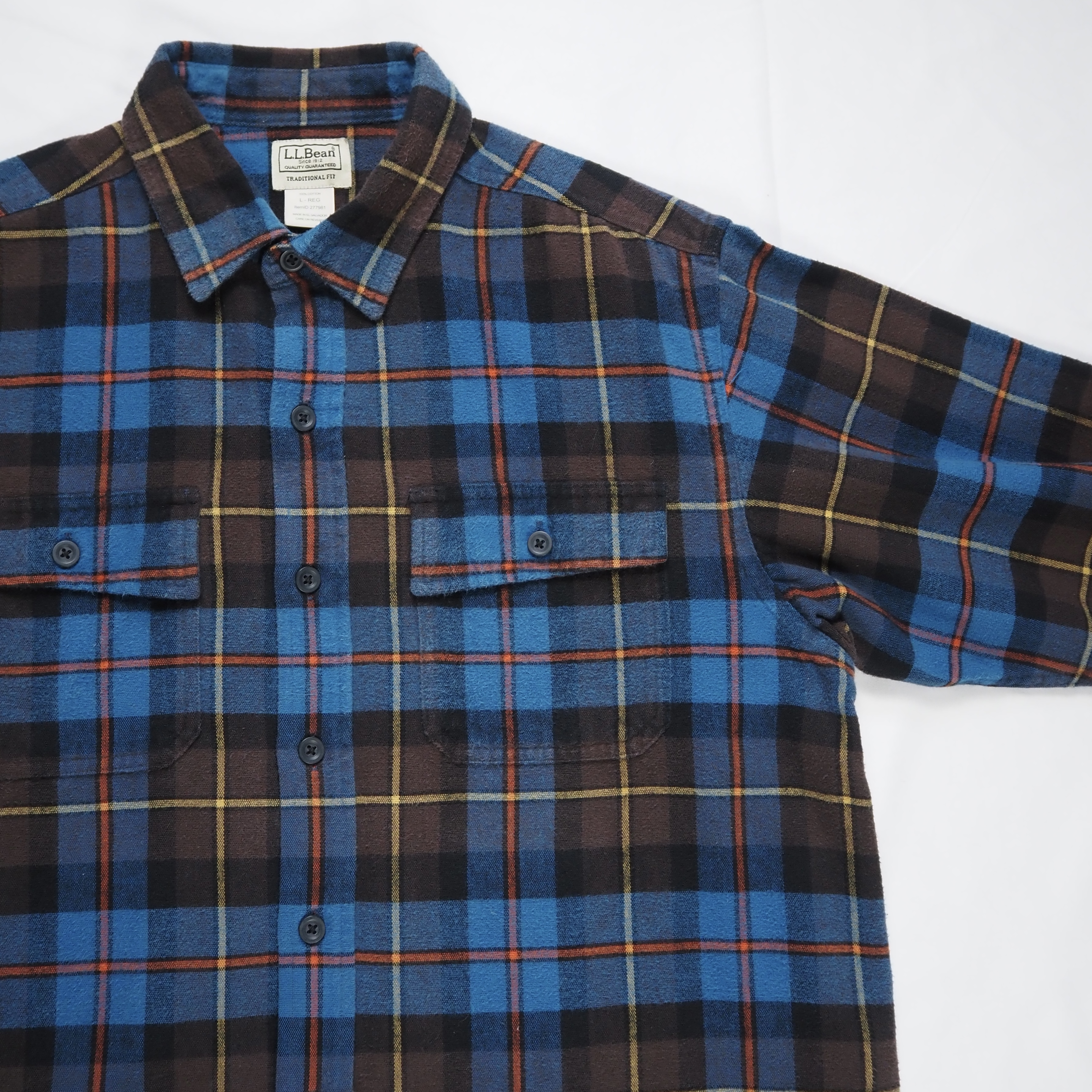 L.L. Bean ヘヴィフランネルシャツ ブルー Lサイズ の画像 5