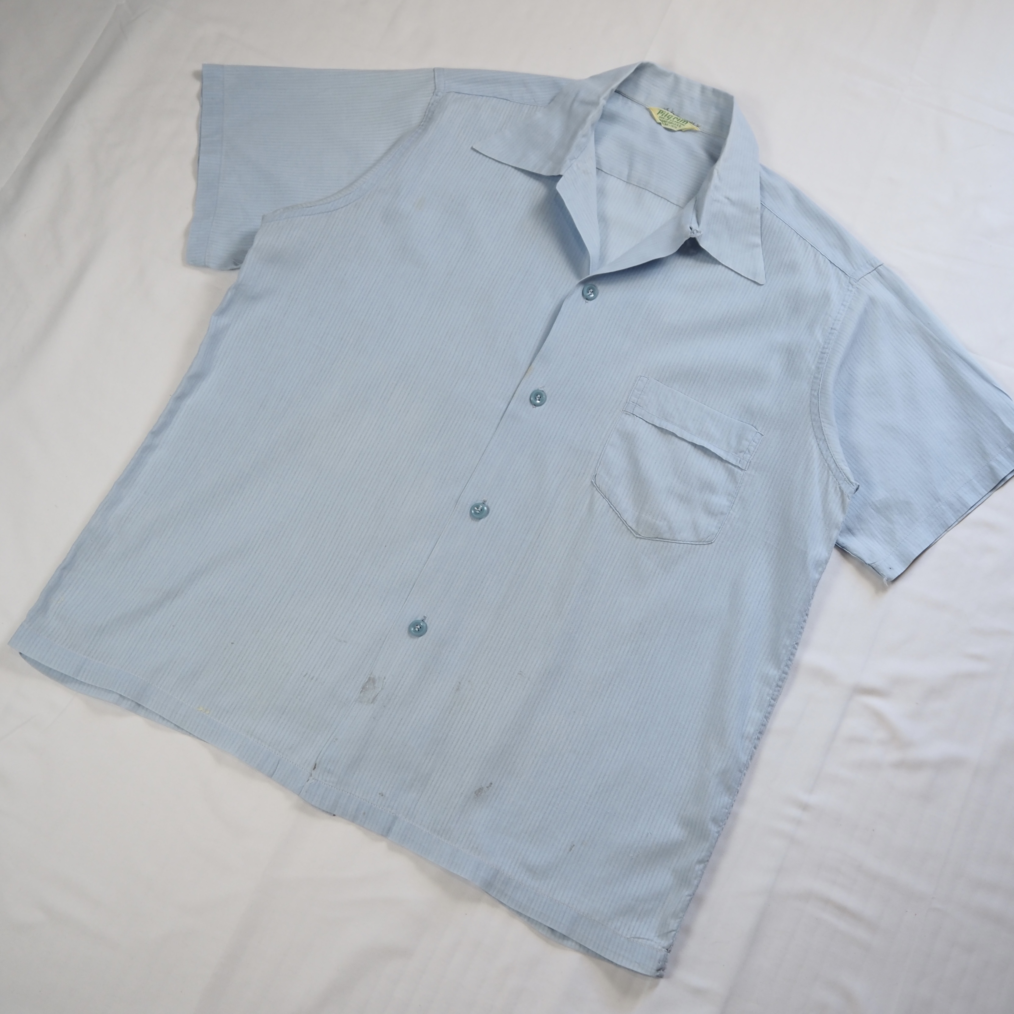 50’s Pilgrim 半袖コットンシャツ 水色 の画像 2
