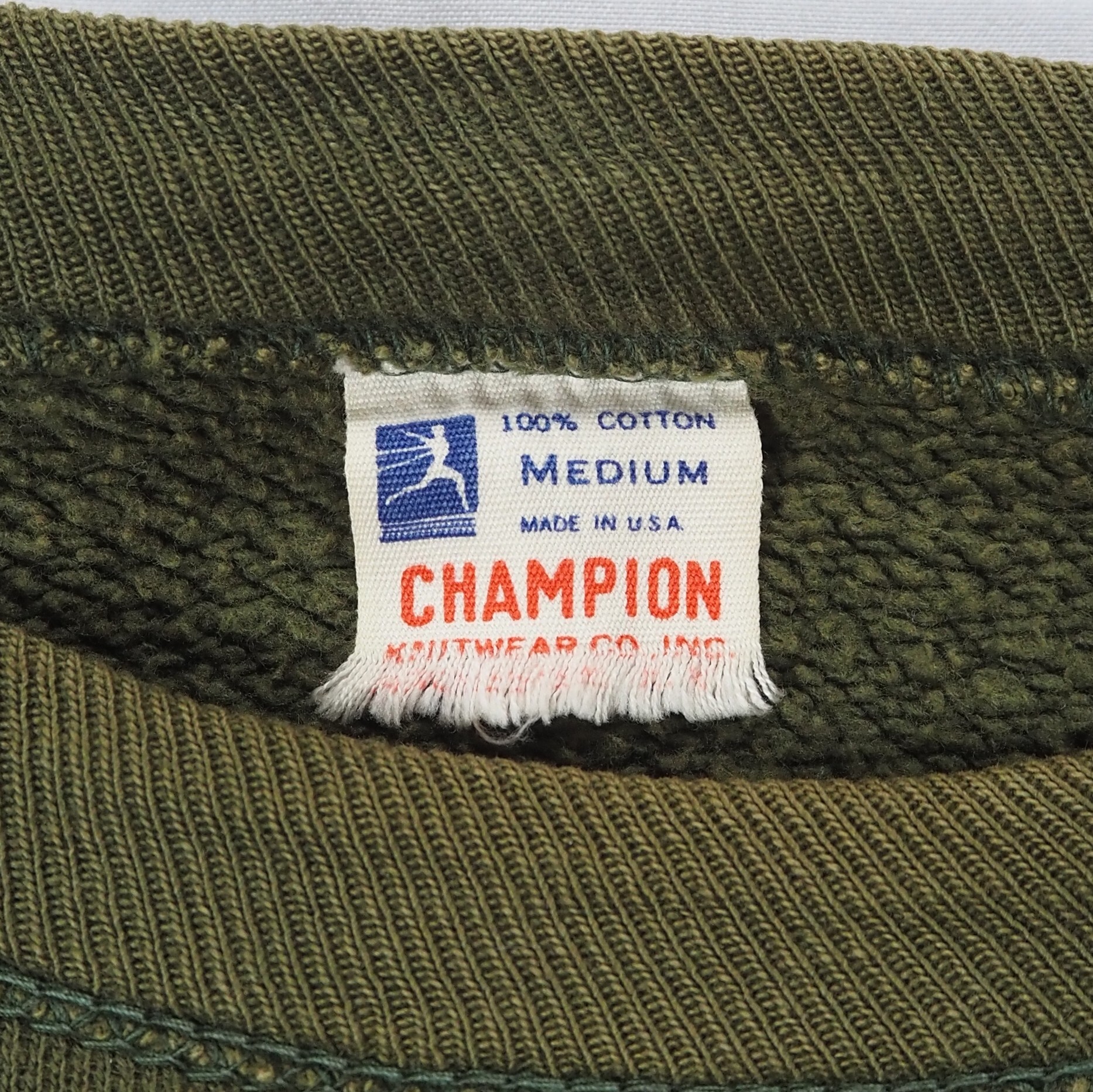【9/23 20:00入荷】60's Champion カレッジスウェット オリーブグリーン Mサイズ の画像 11