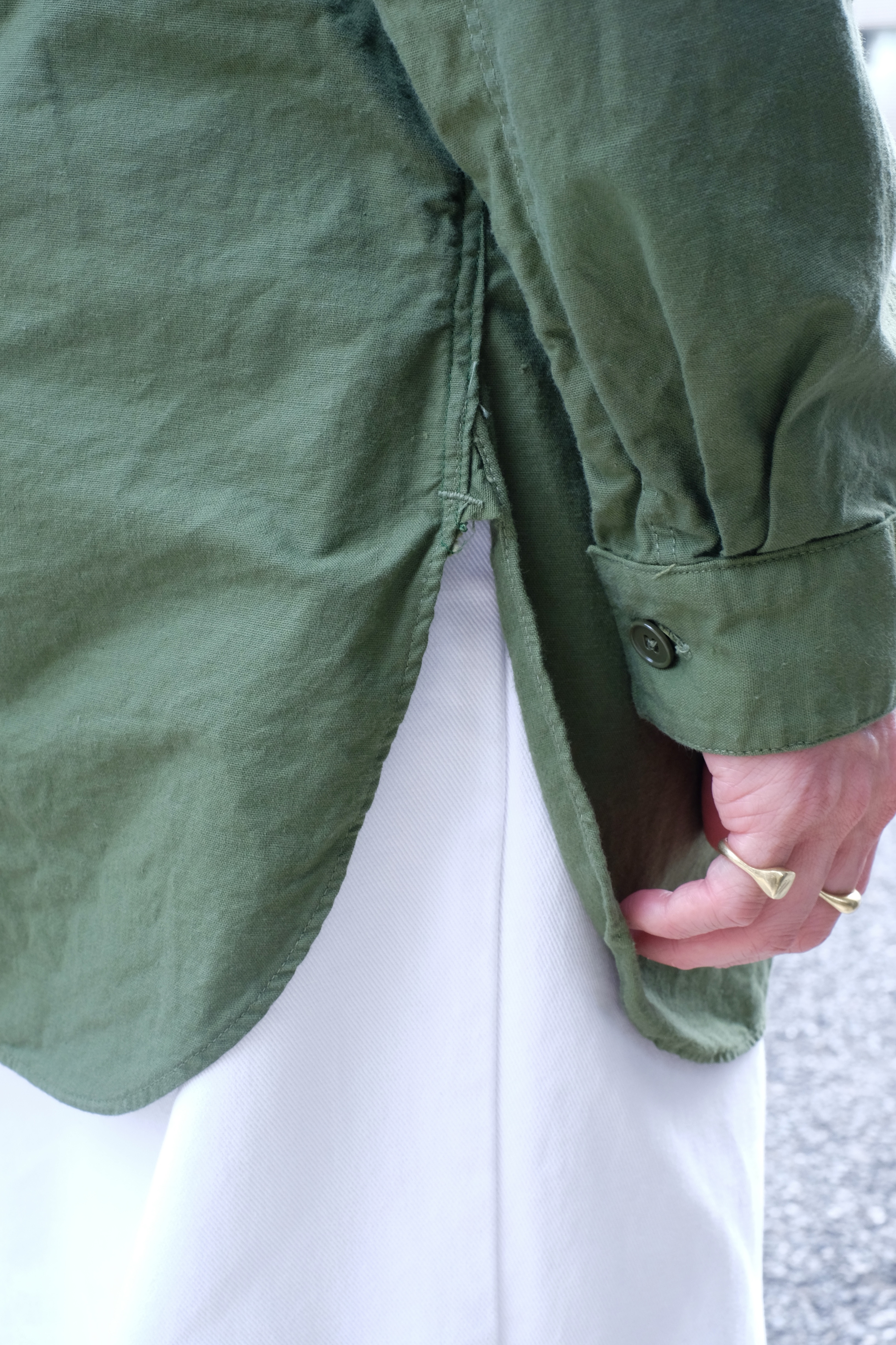 60s Swedish military  pullover nocollar shirt “one wash” の画像 9