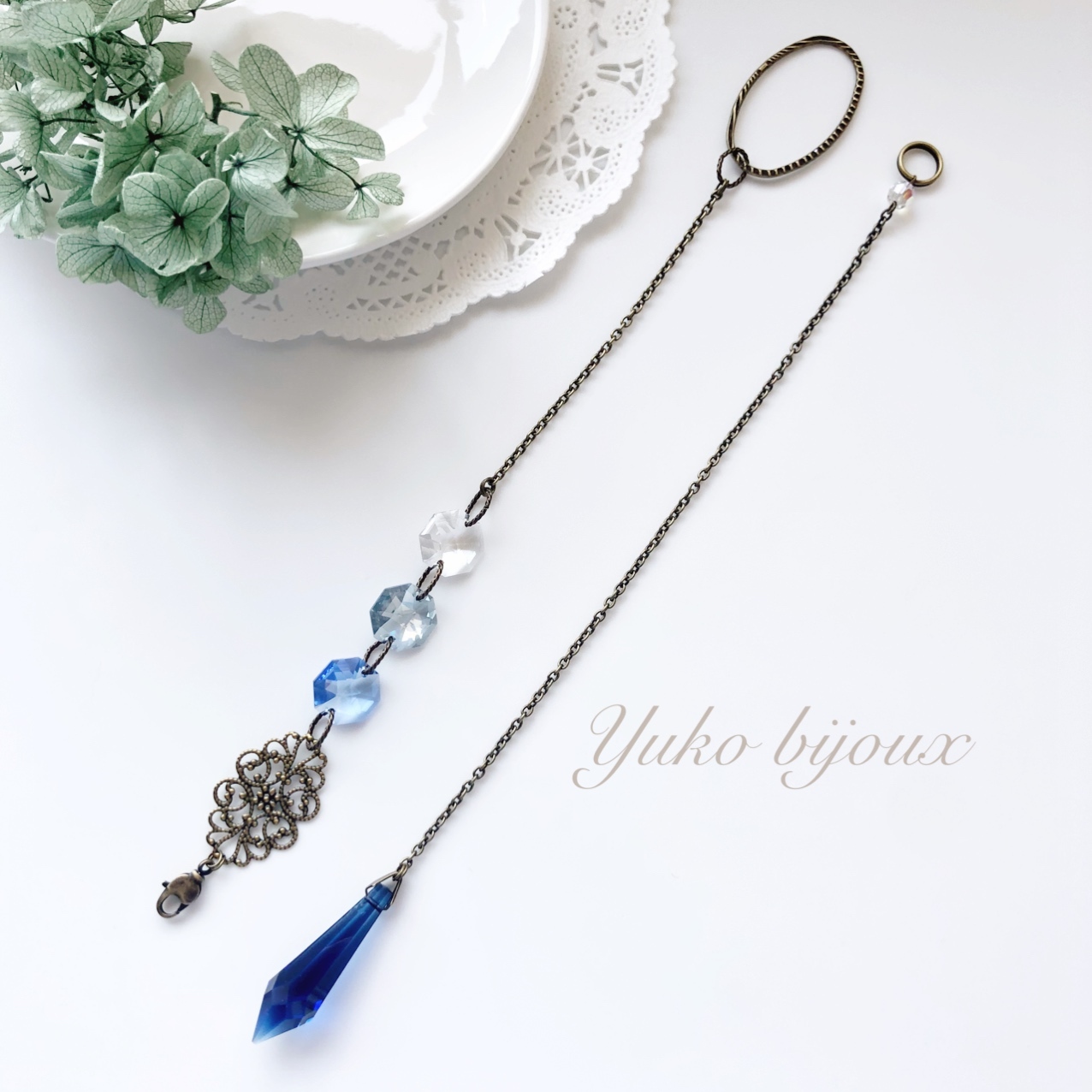 アンティーク風スワロフスキーサンキャッチャー ペンジュラム 振り子 Yuko Bijoux 向上心ある女性のモチベーションを高め幸運を運ぶスワロフスキー