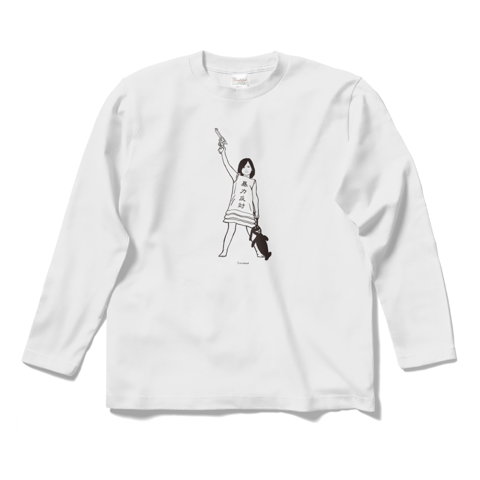 Ecobad ロングスリーブtシャツ 暴力反対 色違い有 グラフィックファッションアイテム専門店ecobad エコバド Ecobad ロングスリーブtシャツ 暴力反対 色違い有 グラフィックファッションアイテム専門店ecobad エコバド