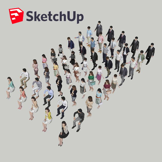 SketchUp素材 3D人物素材-ポーズド 10個セット 001_Posed-set - 画像2