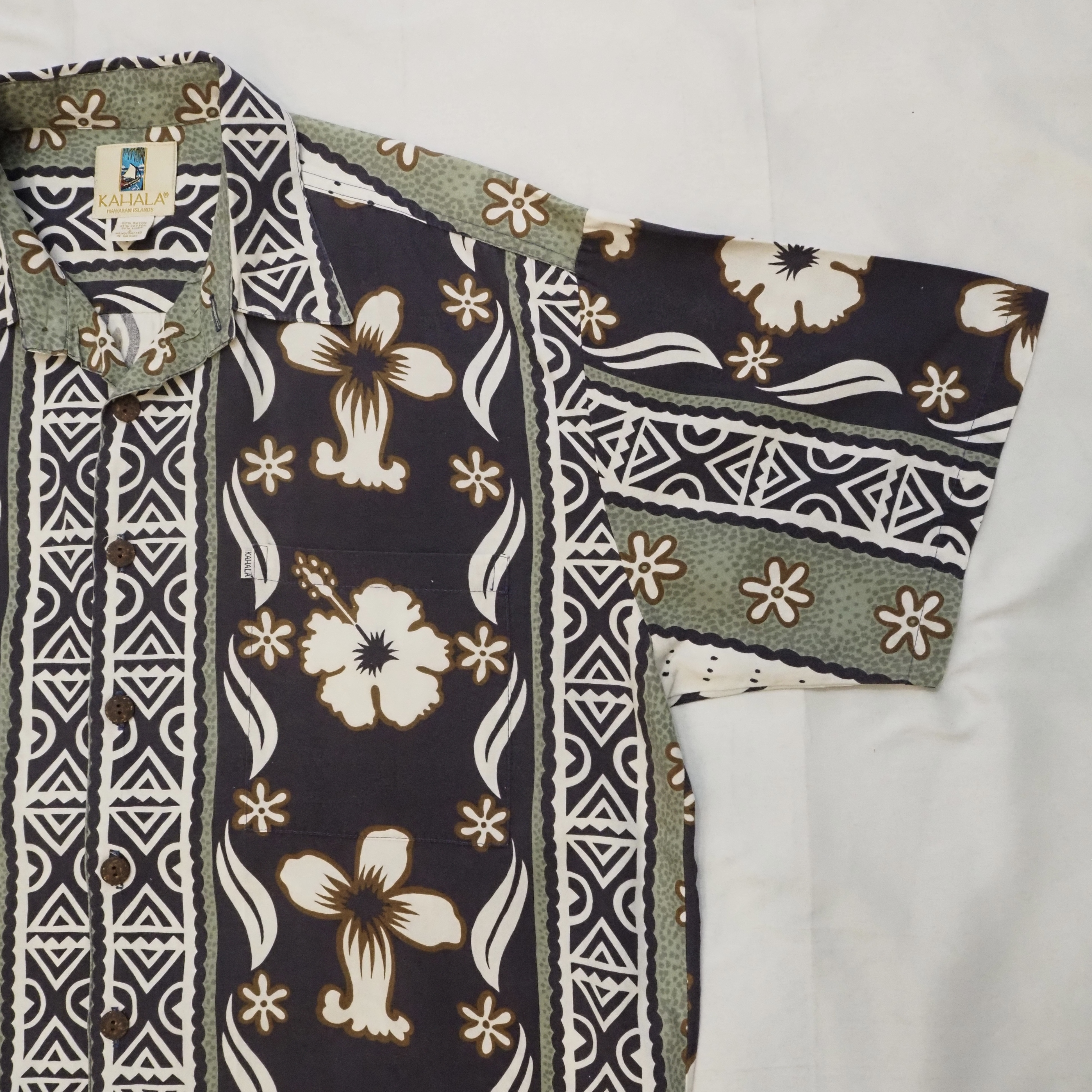 90’s Hawaiian Shirt Size L "Cotton Linen” の画像 3