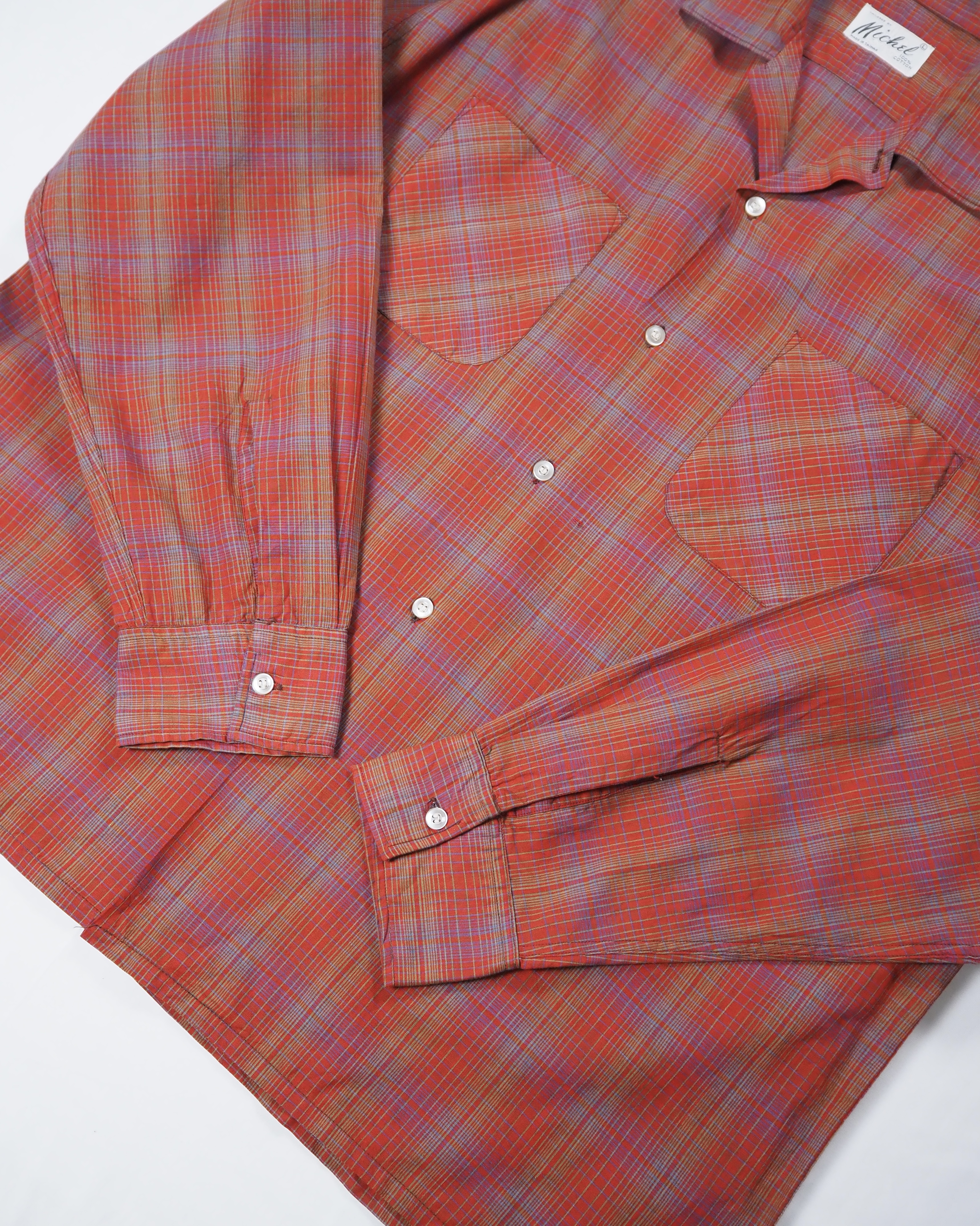 60’s Michel コットンシャツ レッド の画像 6