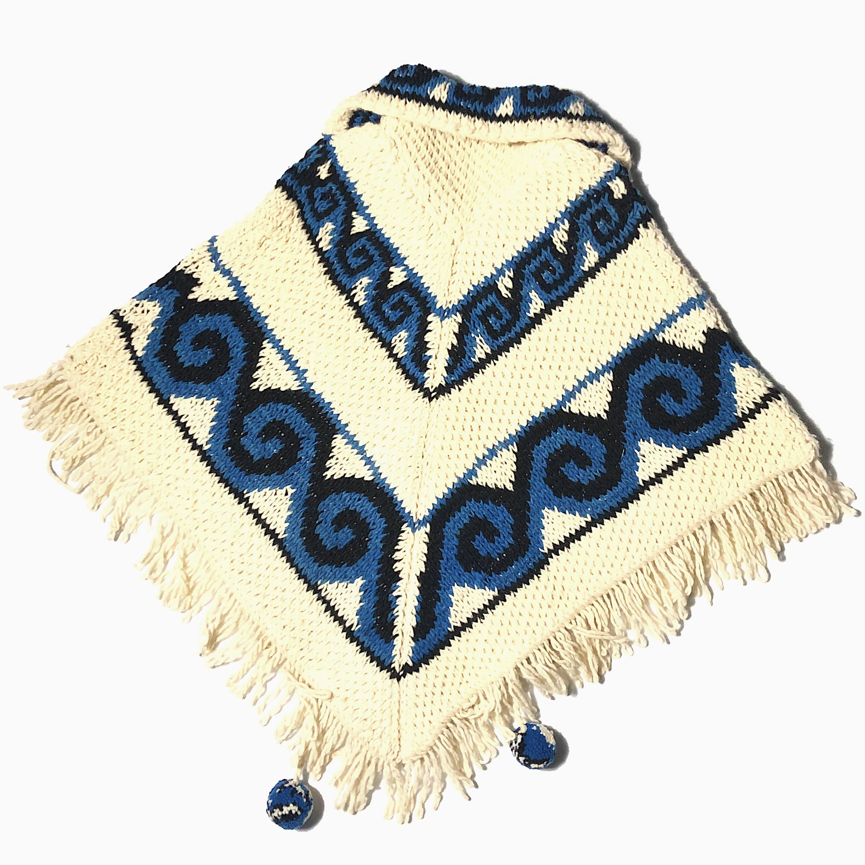 Vintage【APOALA SPORT PONCHO】Fringe Knit Poncho の画像 2