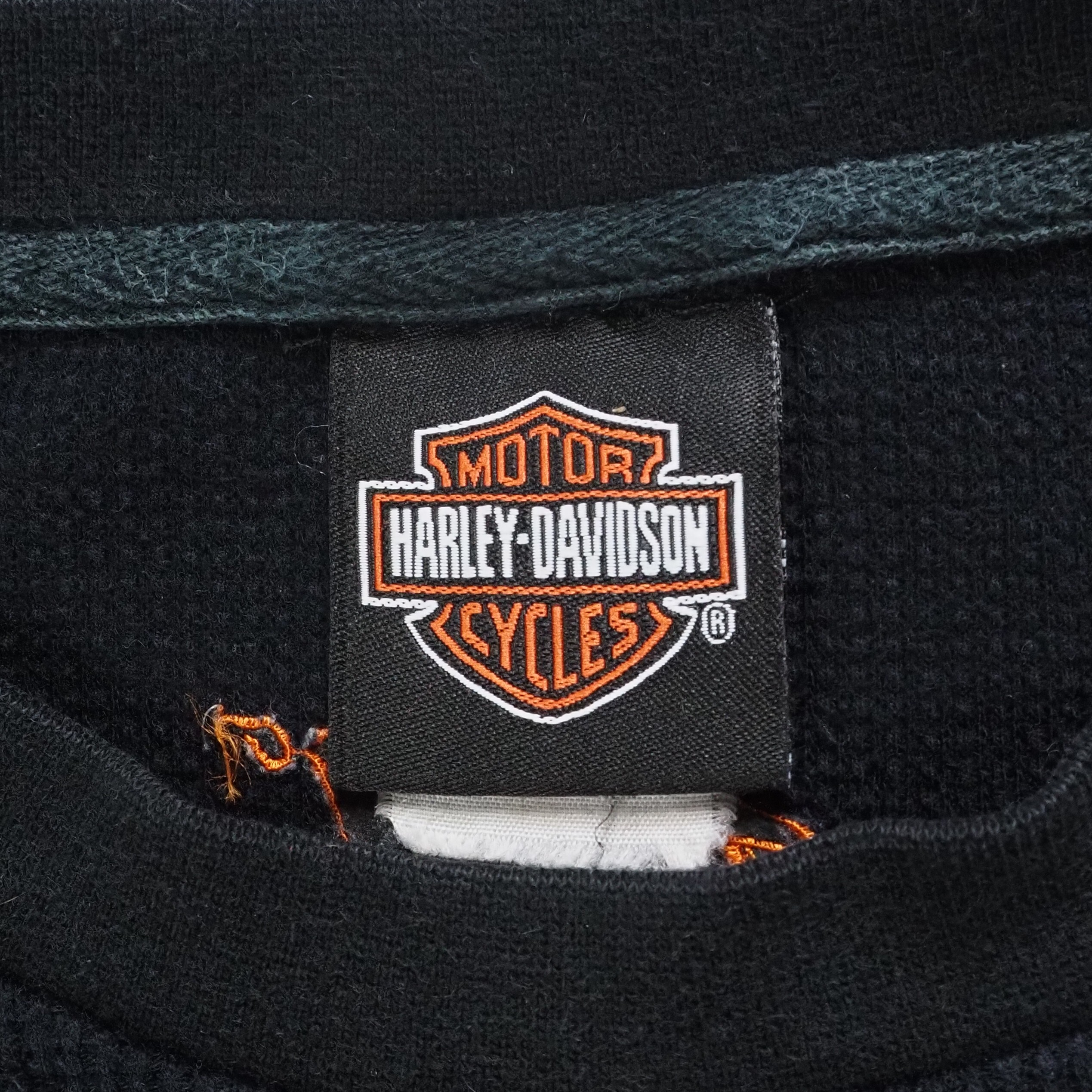 90's Harley Davidson サーマル ロンT ブラック Lサイズ程度 の画像 10