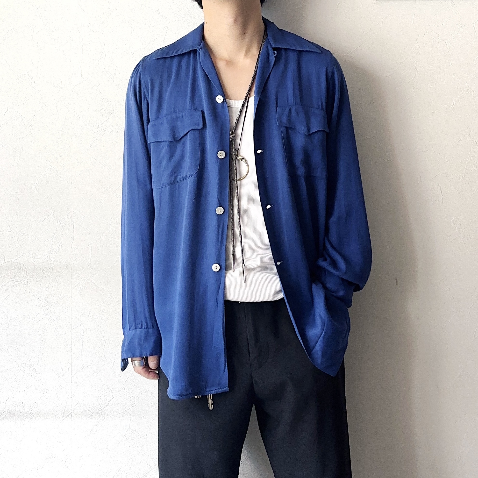 Vintage 50's【Charmella BY Enro】Open Collar Rayon Shirt の画像 3