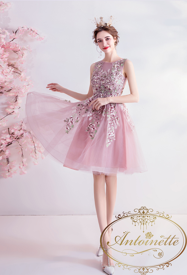 Feminine Princess Flower Dress Party Ladies 披露宴 結婚式 パーティードレス ピンク Antoinette