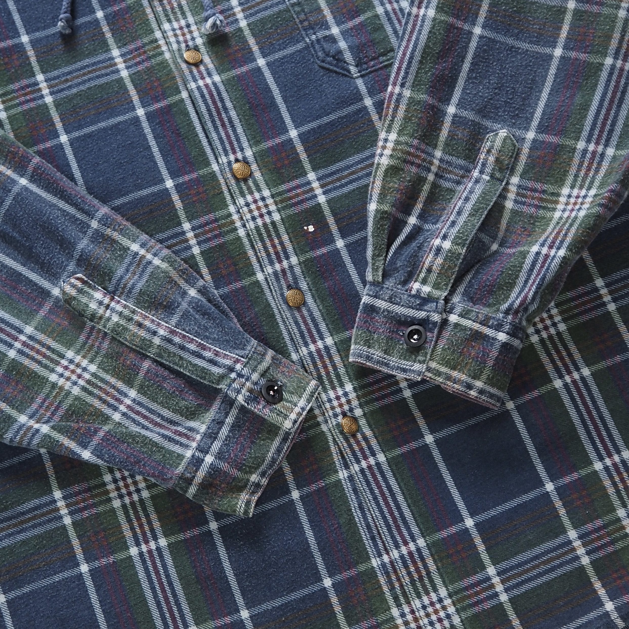 00’s Anchor Blue フランネルボタンフーディ XL の画像 7