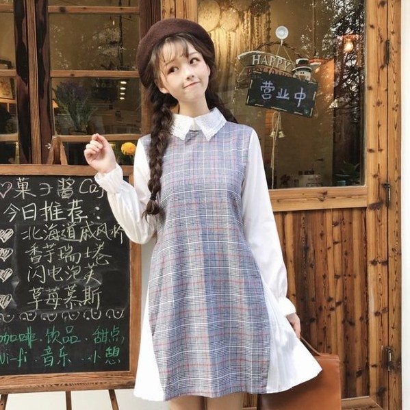 ワンピース レトロ学園風切り替えpoloネックaラインチェック柄ショートワンピース ファッションプチプラ通販のxacart 代 30代に話題のトレンドファッション通販