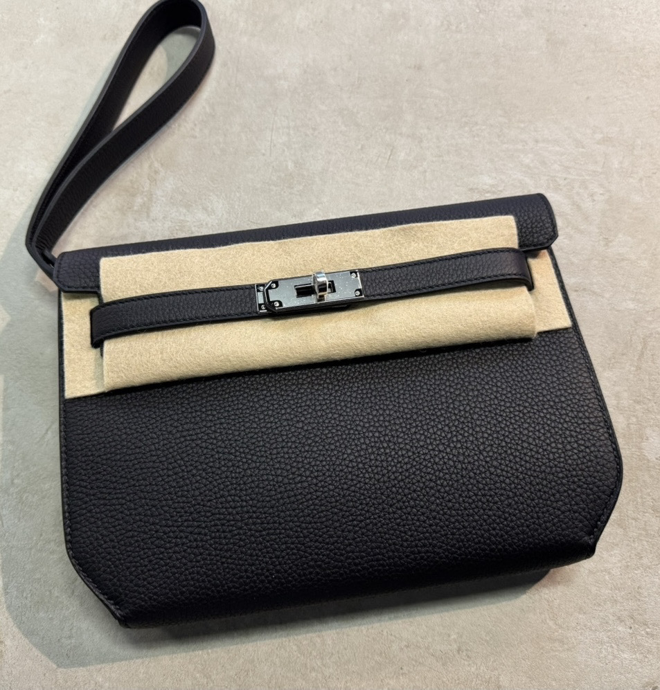 【HERMES】エルメス ケリーデペッシュ25　ブラック　シルバー金具