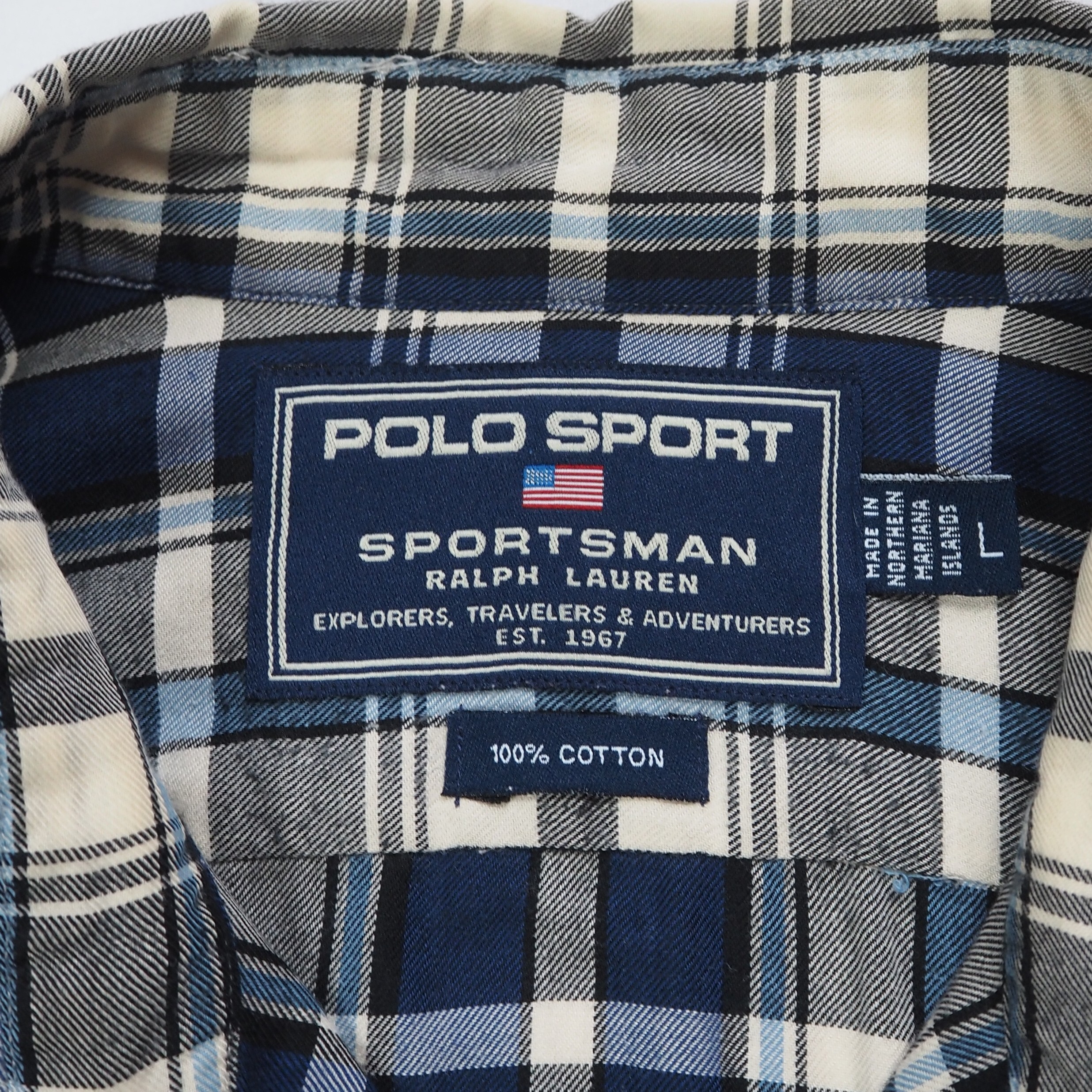 【9/23 20:00入荷】90's POLO Sports シャツ ブルー×ホワイト の画像 6