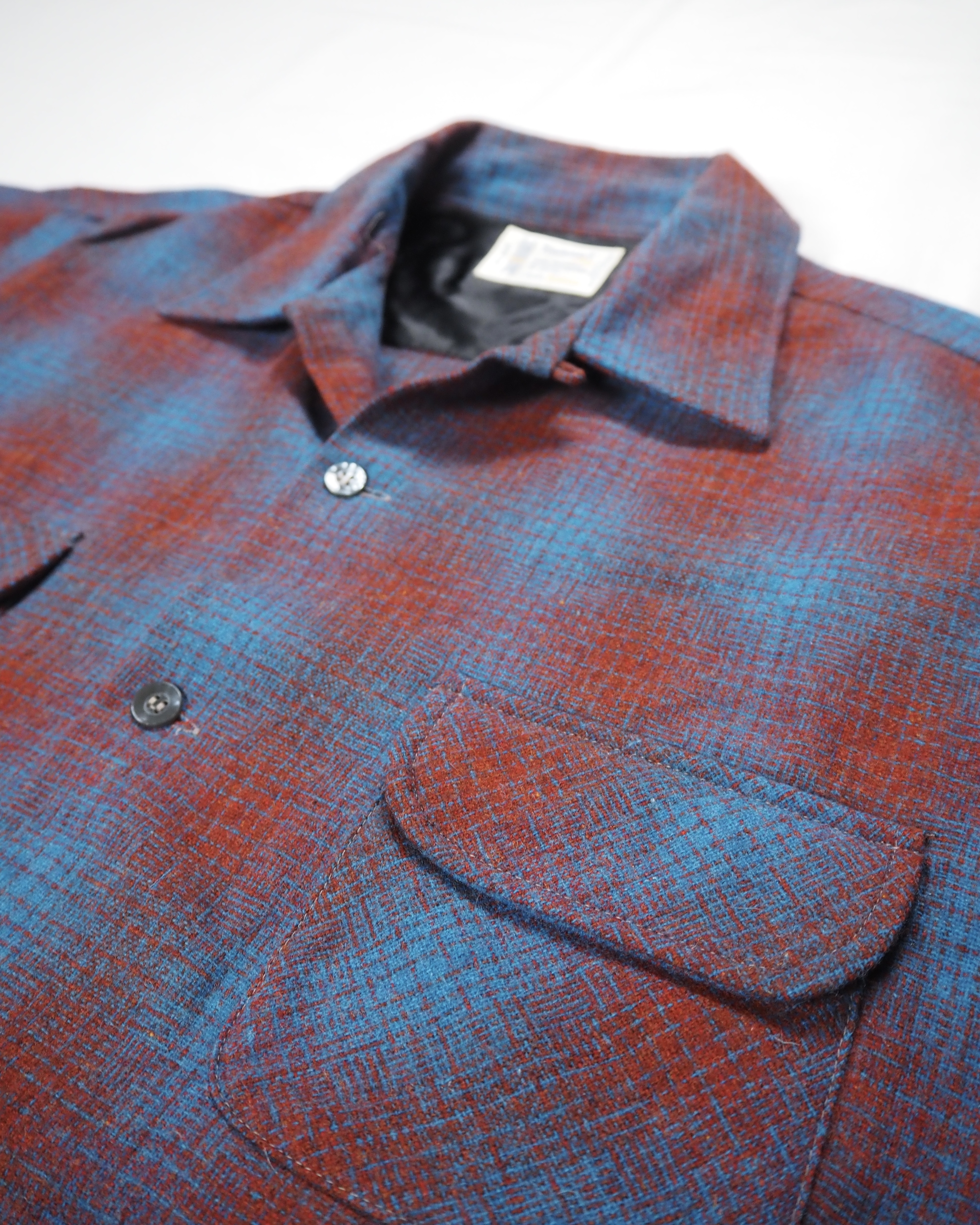 【VCM入荷】70’s Towncraft ウールシャツ レッド×ブルー オンブレ の画像 10