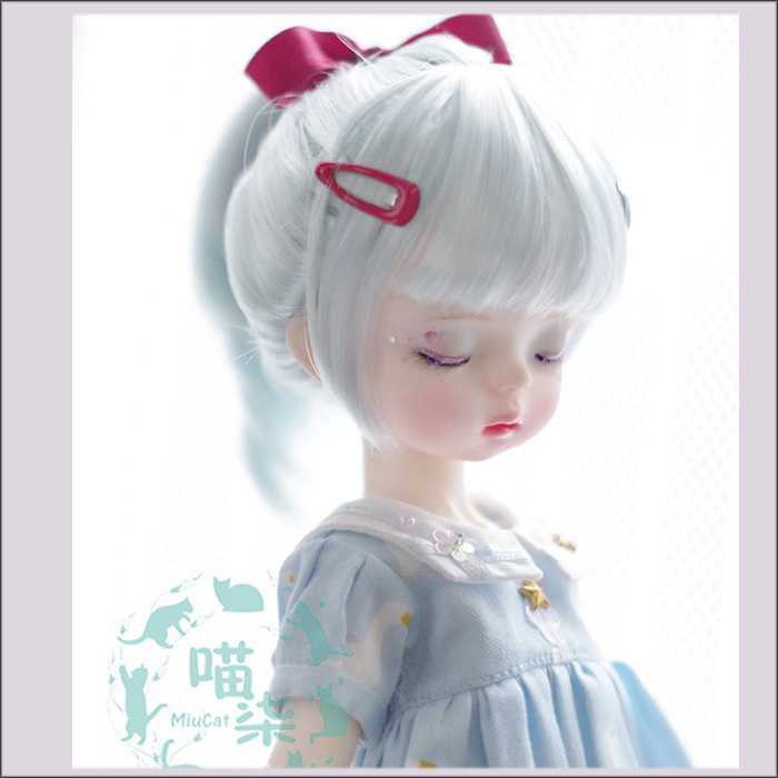 ドールウｨッグ Sd Msd 幼sd 8分サイズ用 ブルー 柔軟糸 リボン付き M7 Sutekiss