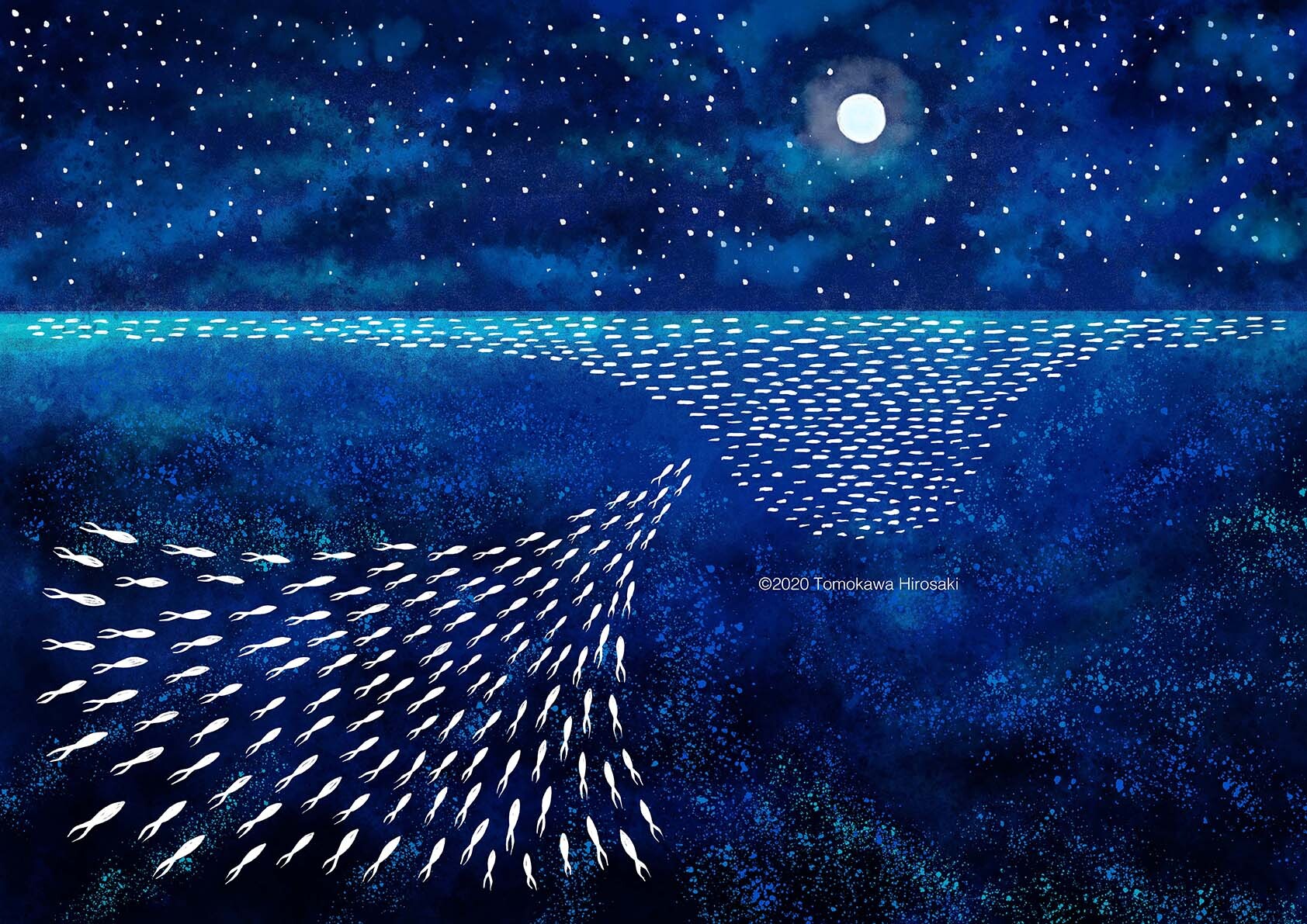 デジタルイラスト Adobefrescoで月夜の大海原を描いてみた Tomorrow Llife トゥモローライフ