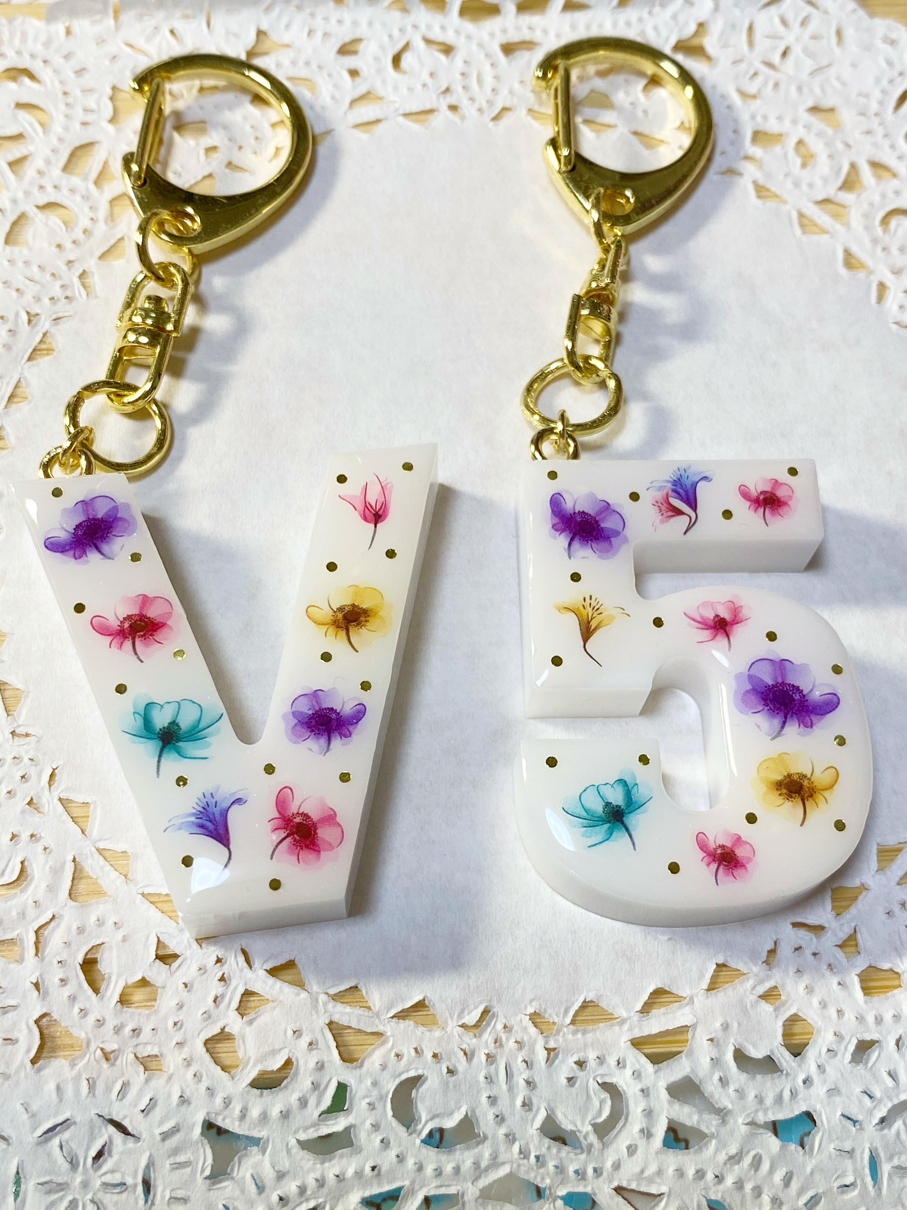 ボタニカルflowerイニシャルキーホルダー Teatimeshop