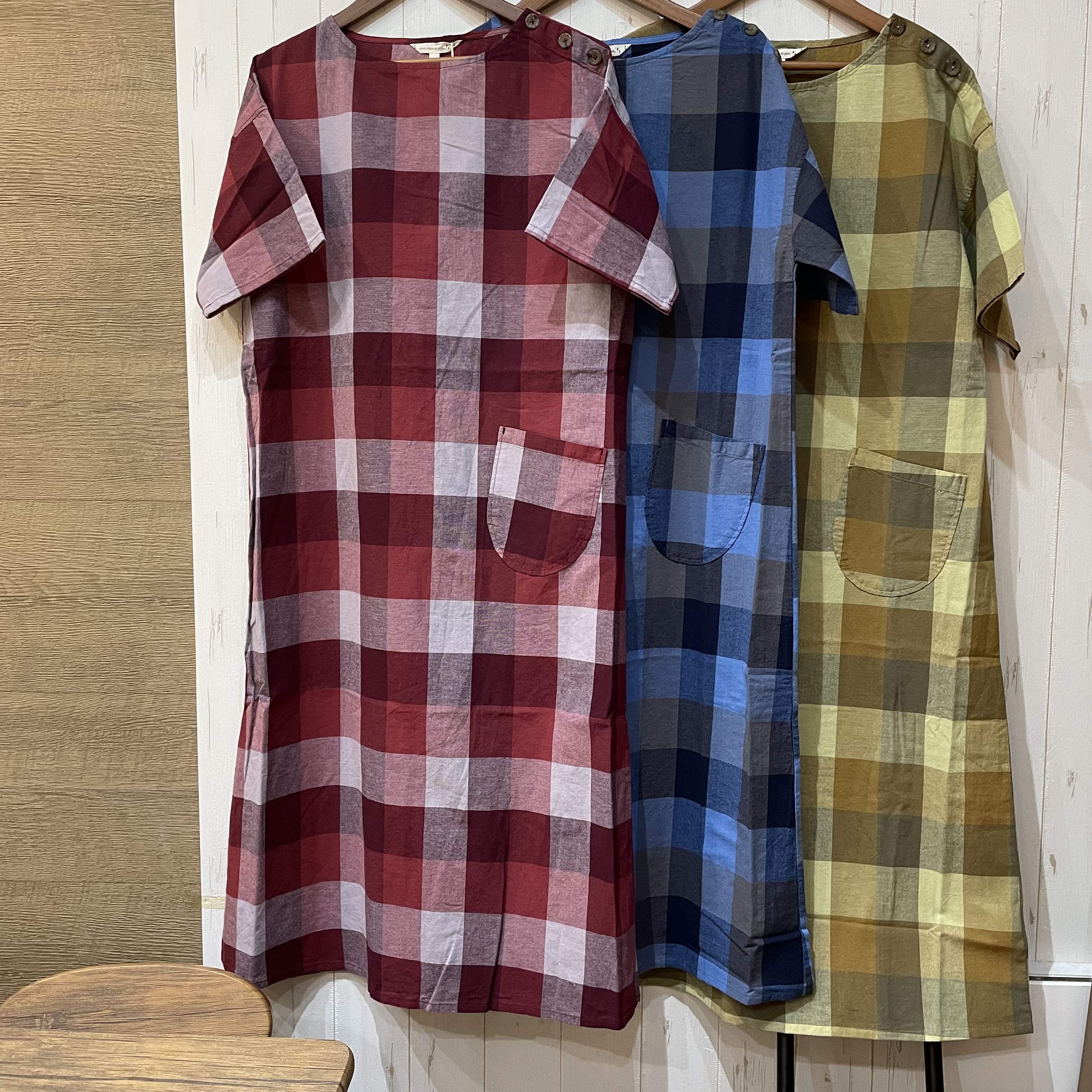 ブロックチェックワンピース 織物工房le Poilu ル ポワル