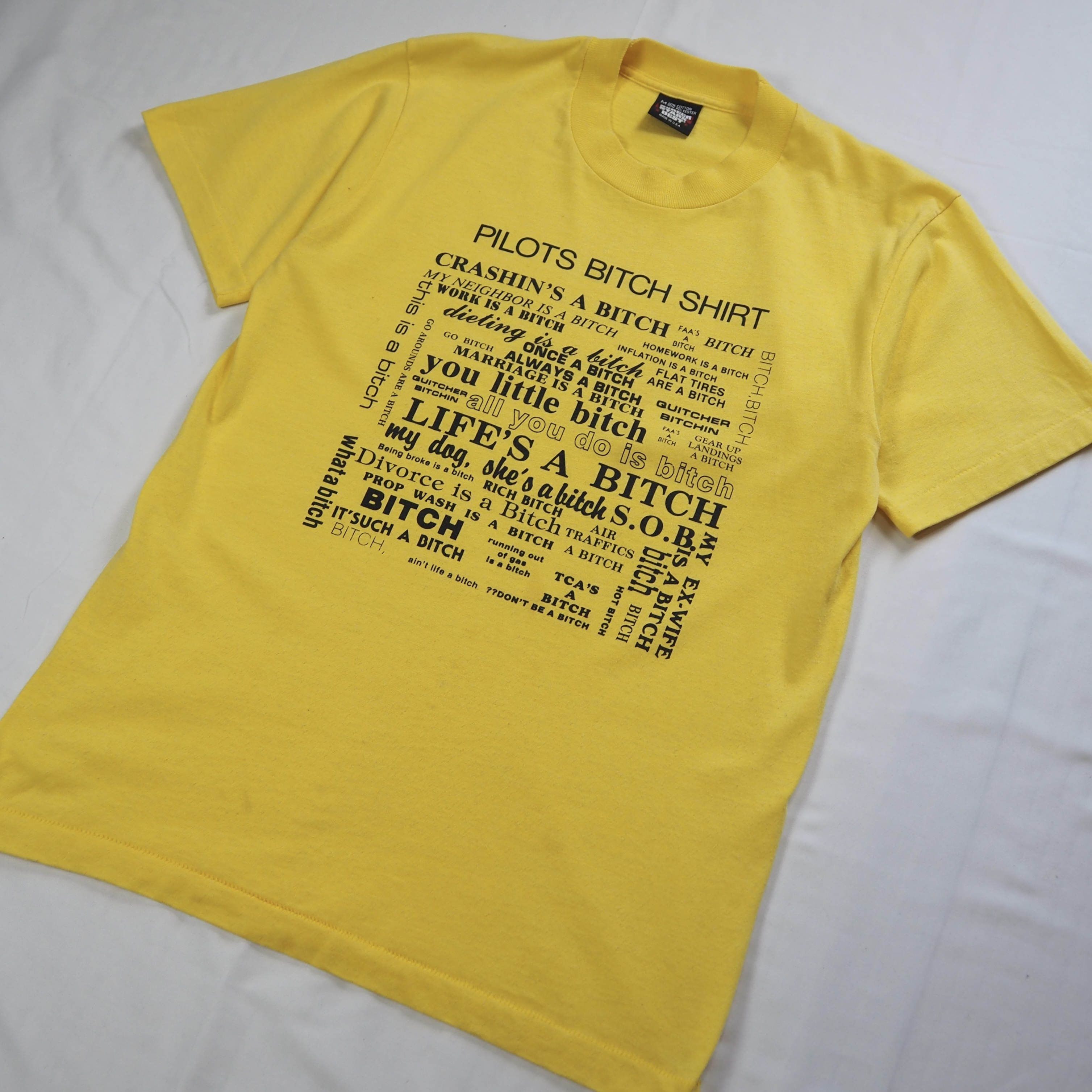 90’s スクリーンスターズ ビッチTシャツ イエロー Mサイズ の画像 2