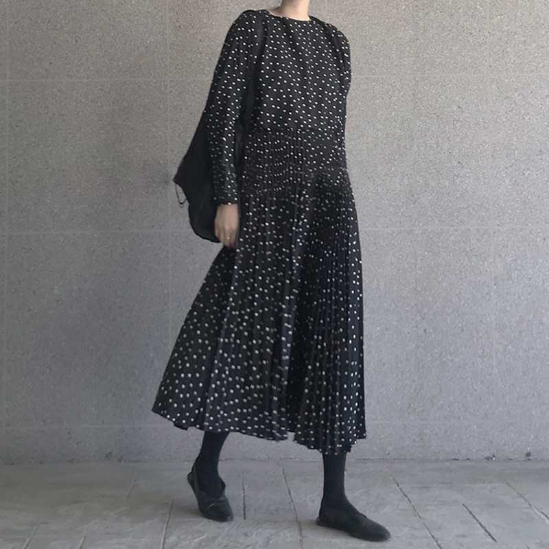 ゴスロリ ワンピース ロング丈 レトロ 水玉 ハイウエスト オルチャン 病み可愛い 原宿系 10代 代 天使と悪魔 サブカル系ファッション Seasonz