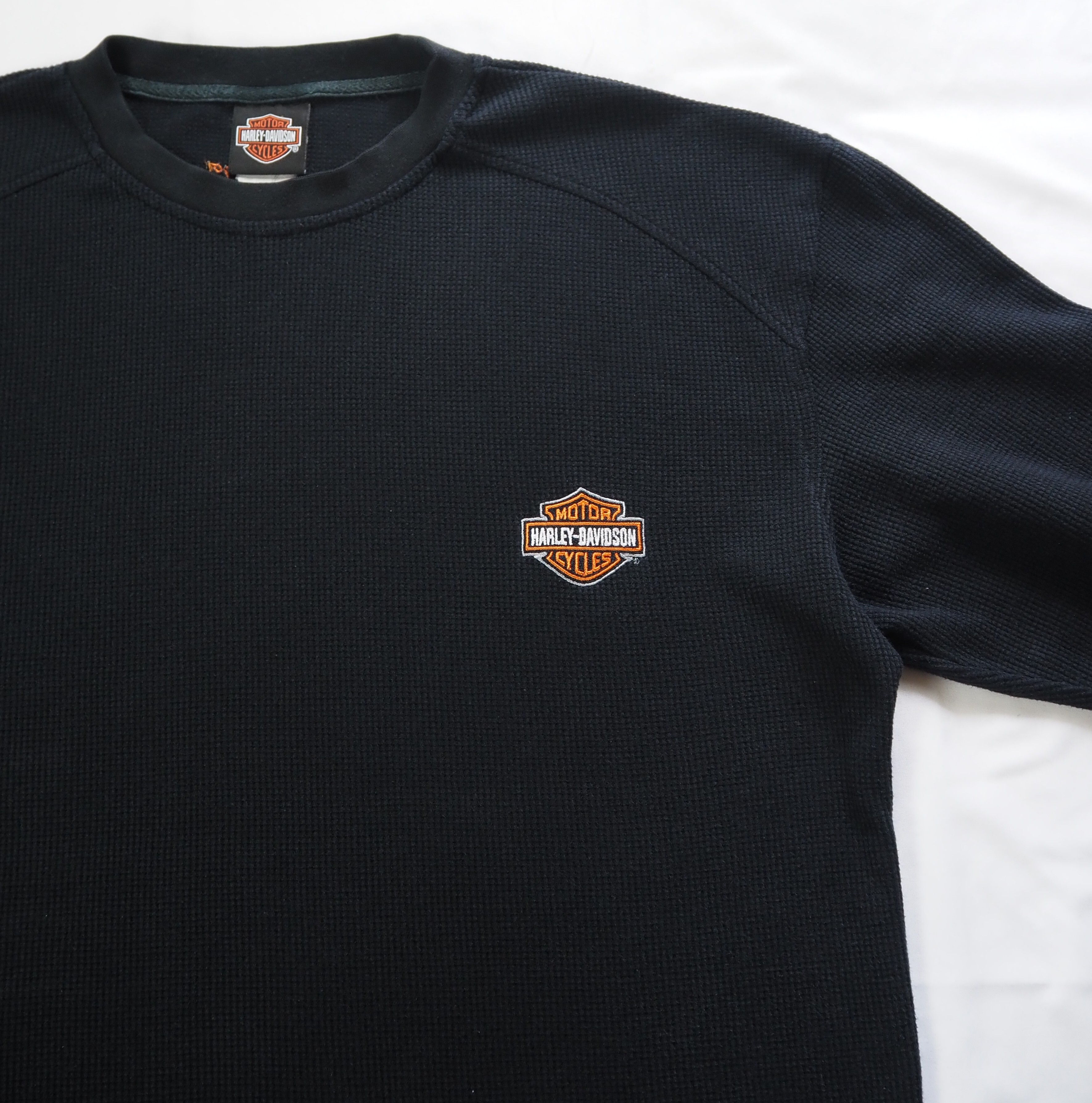 90's Harley Davidson サーマル ロンT ブラック Lサイズ程度 の画像 7