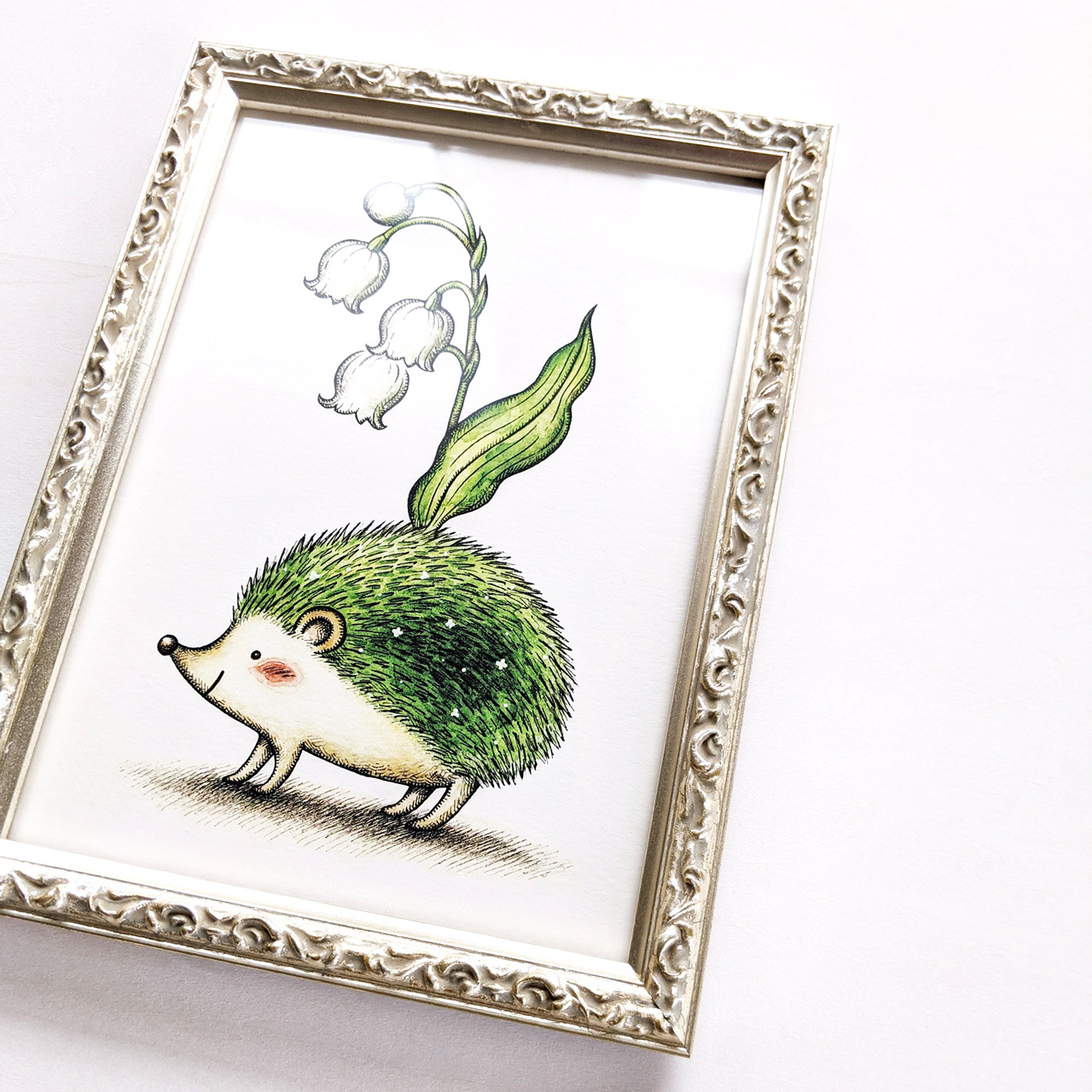 スズランハリネズミ アートプリント イラスト複製画 2l Cashew Fafa
