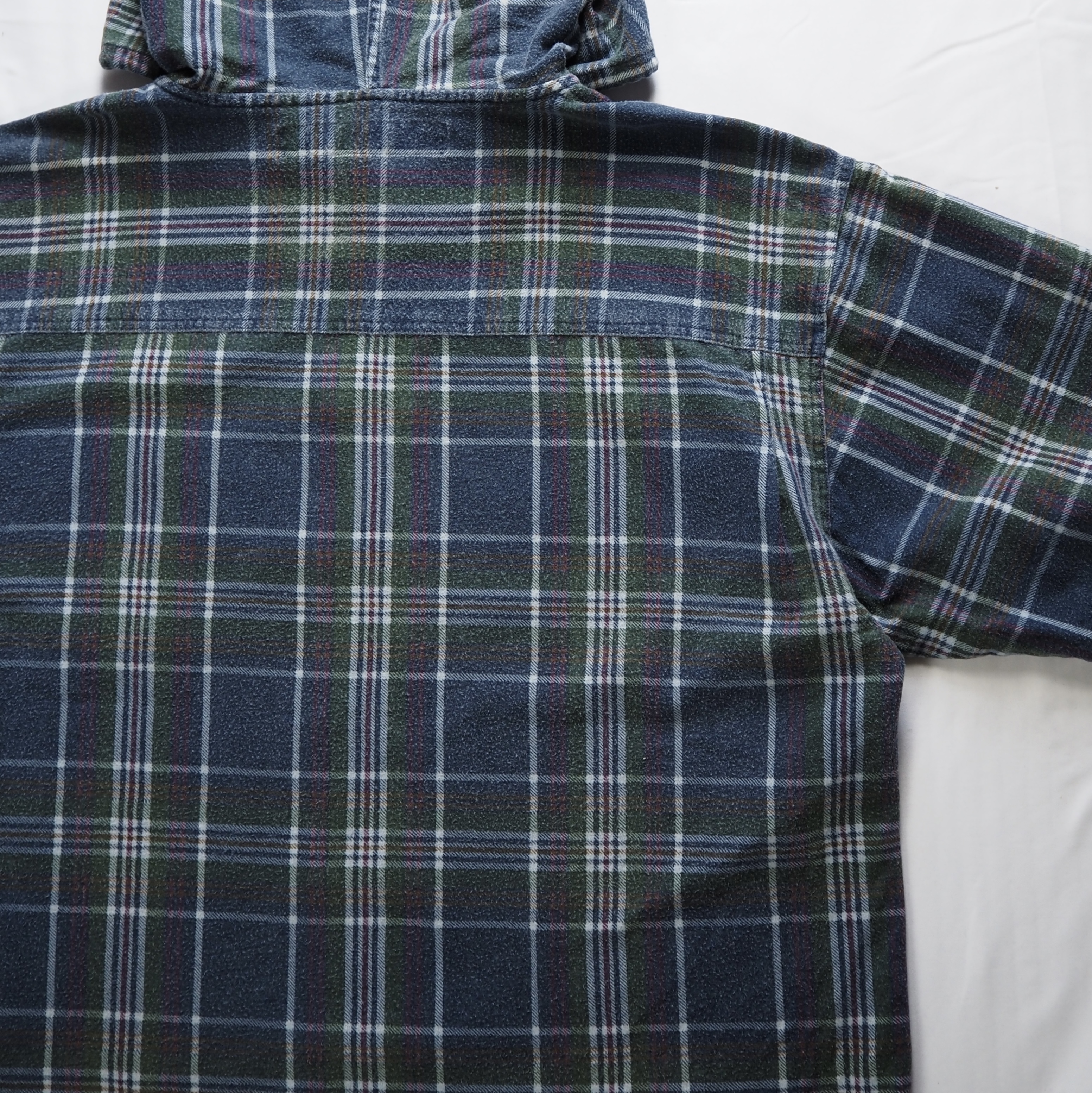00’s Anchor Blue フランネルボタンフーディ XL の画像 16