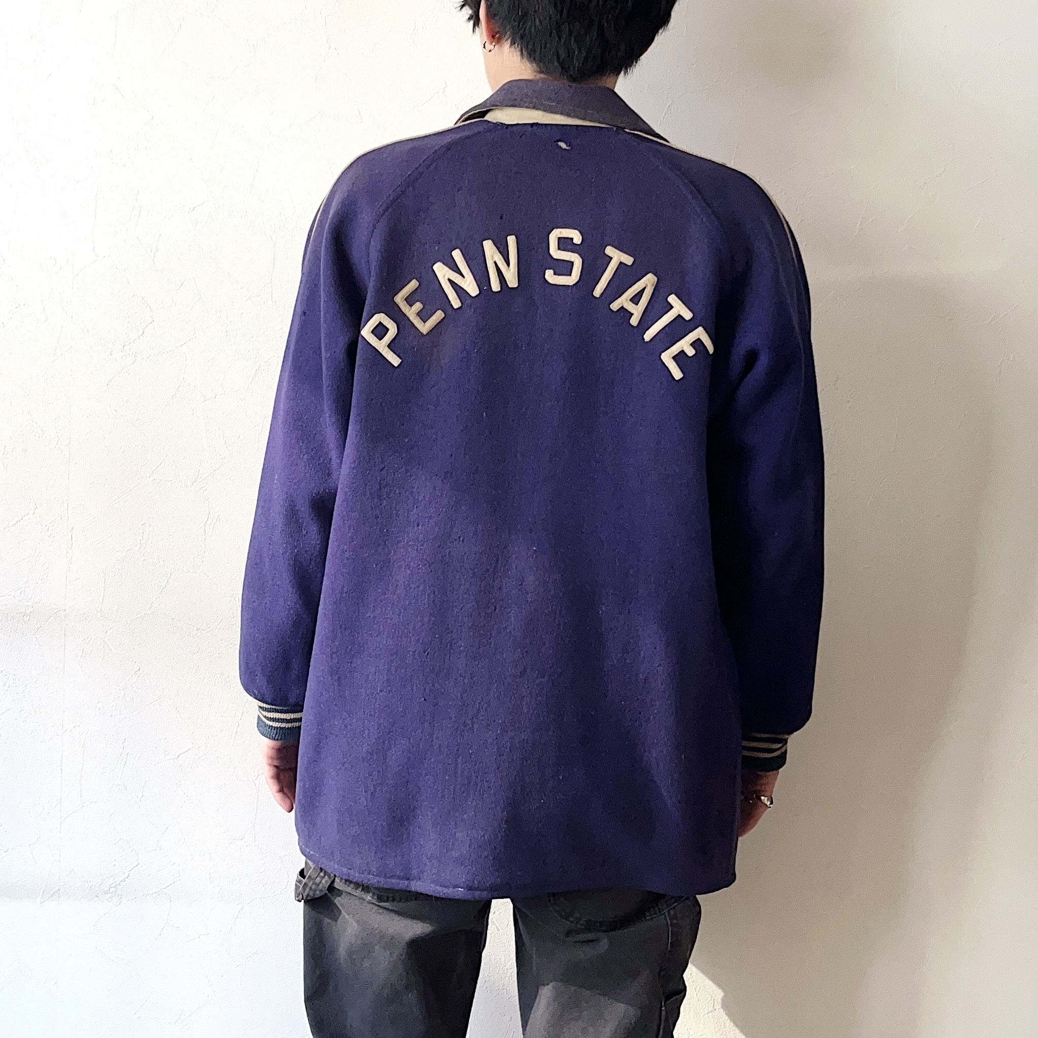 Vintage 50’s【Webb & Wolfe】"PENN STATE" Grunge Reversible Stadium Jacket の画像 3