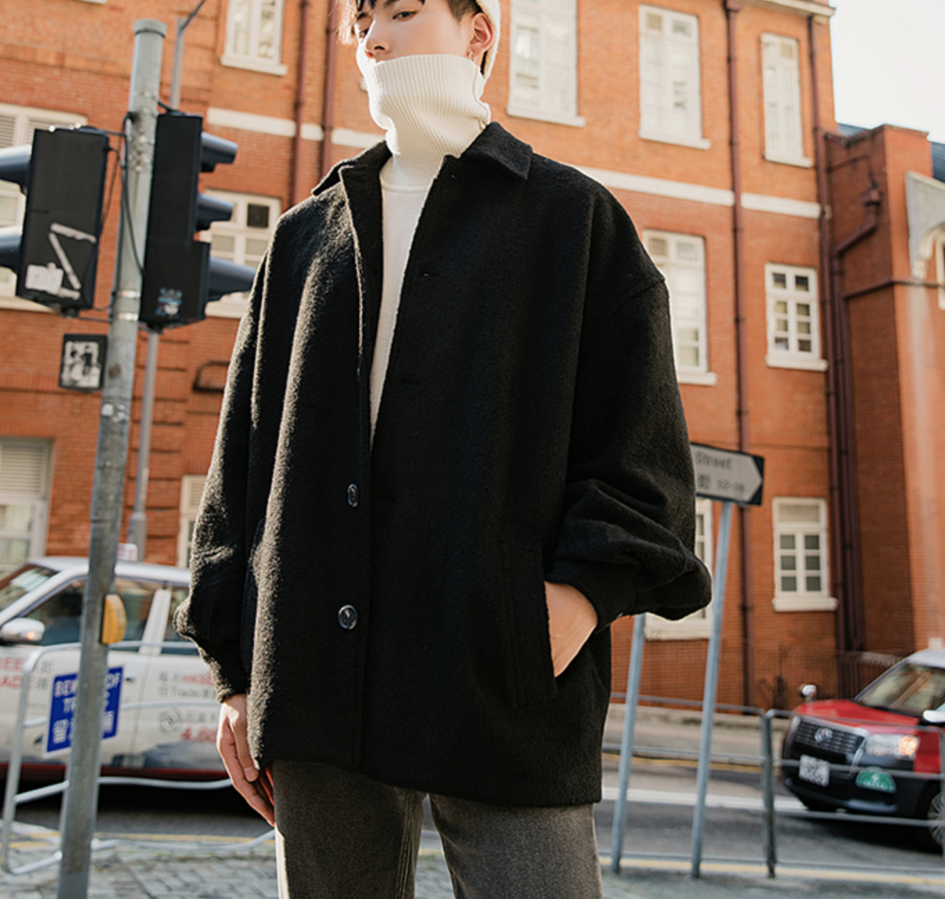 ウールコート コーチジャケット ブラック E Vole