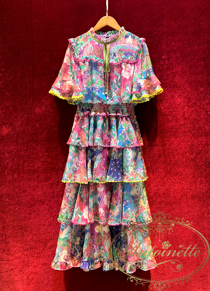 レディース 華やか 花柄 ワンピース 絵画 上品 Flower One Piece Beauty Antoinette レディース 華やか 花柄 ワンピース 絵画 上品 Flower One Piece Beauty Antoinette