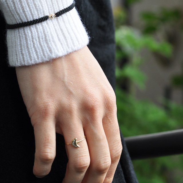 Scosha スコーシャ 10k Gold Tiny Moon Ring Diamond 10金