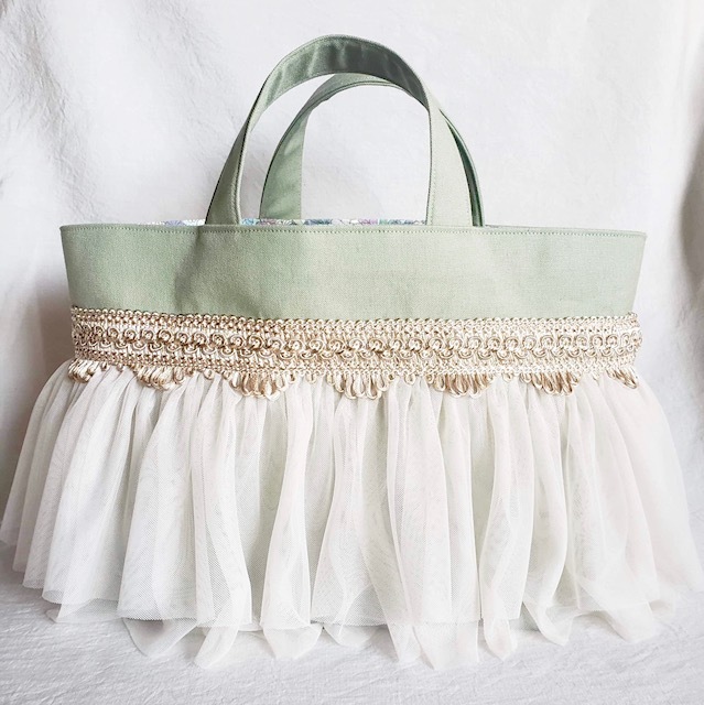 ジョリーグリーン チュールバッグ 2段チュール ライトゴールド Licorne Fleur