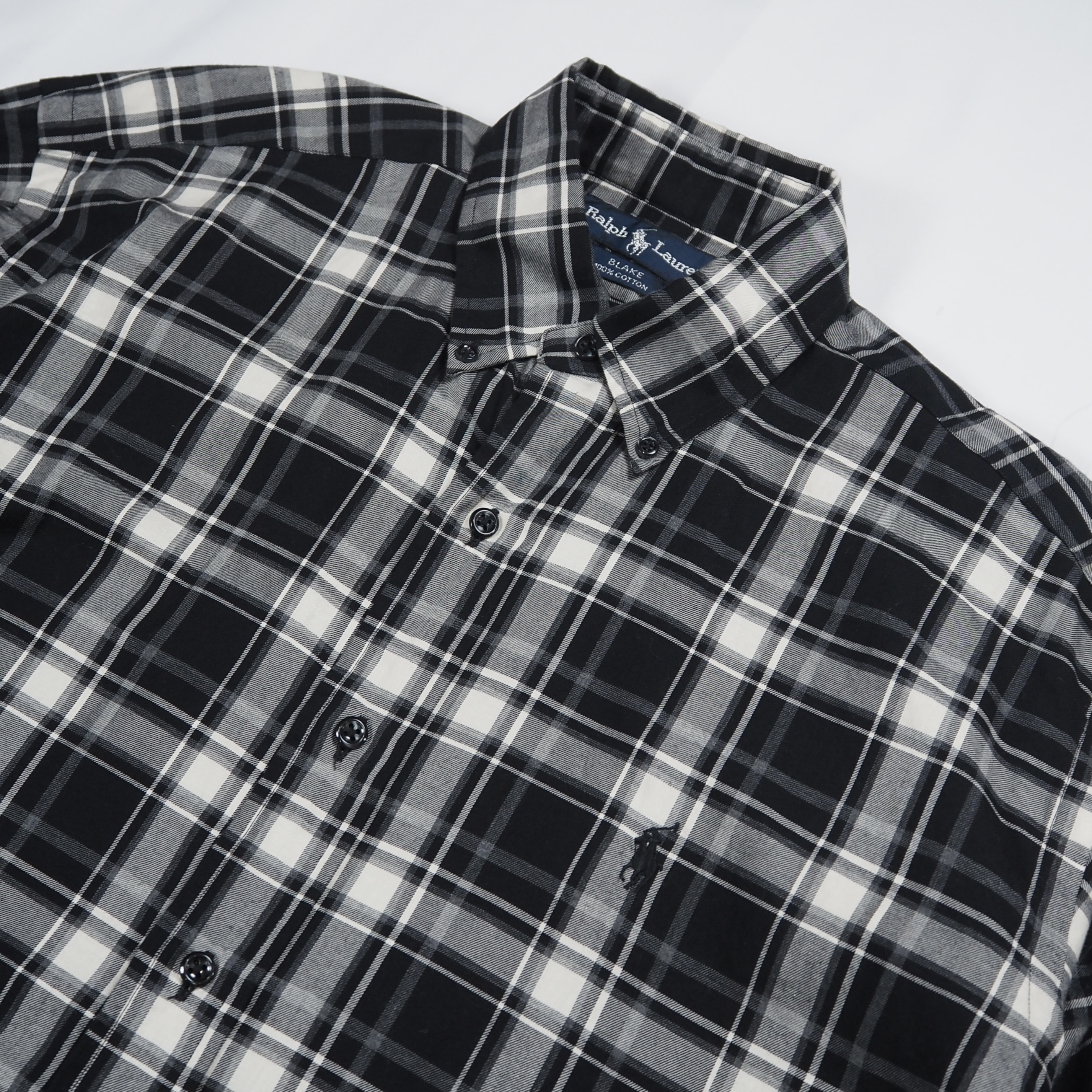 90’s Ralph Lauren Blake 長袖シャツ Sサイズ ブラック×ホワイト の画像 6