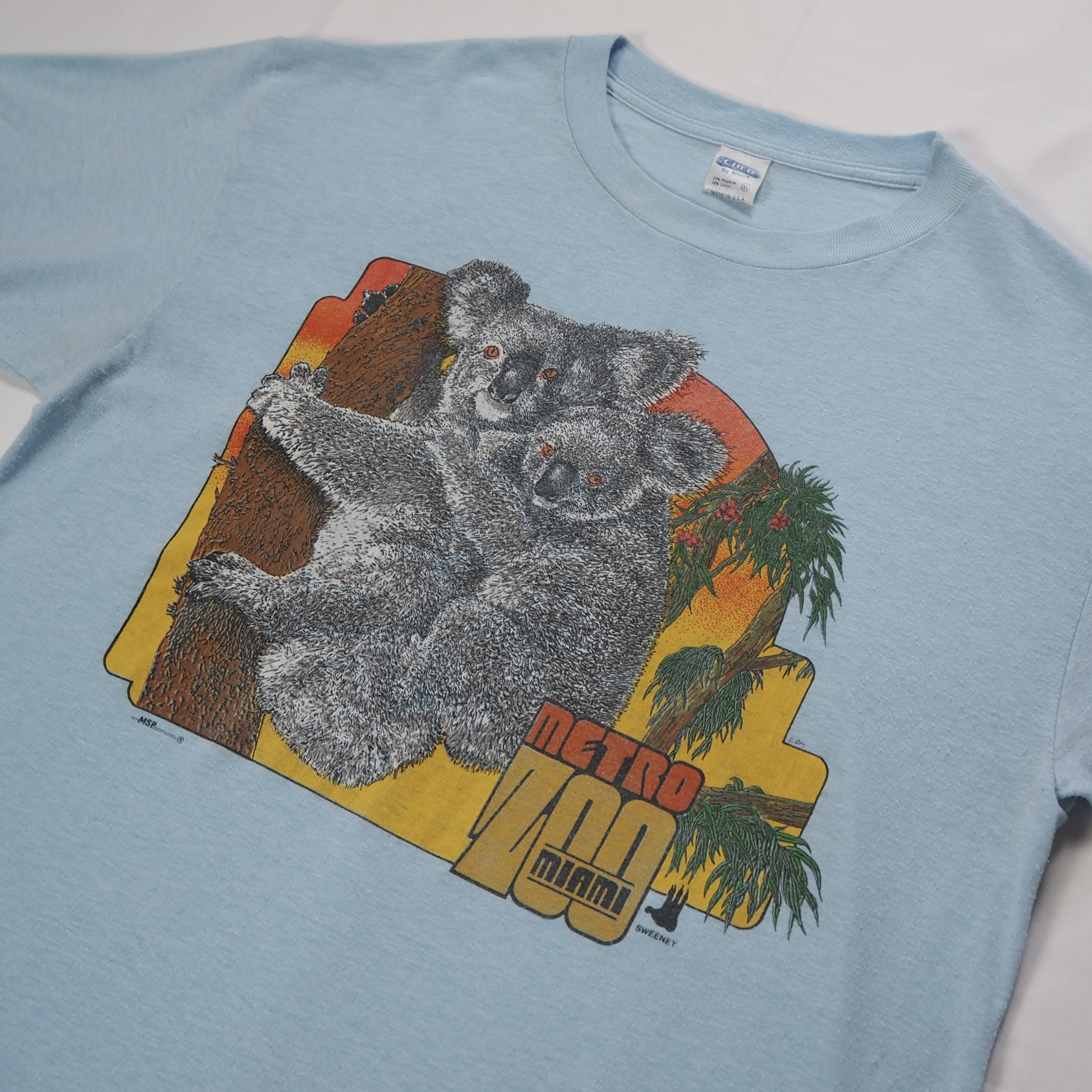 80’s Anvil スーベニアTシャツ コアラ 水色 の画像 7