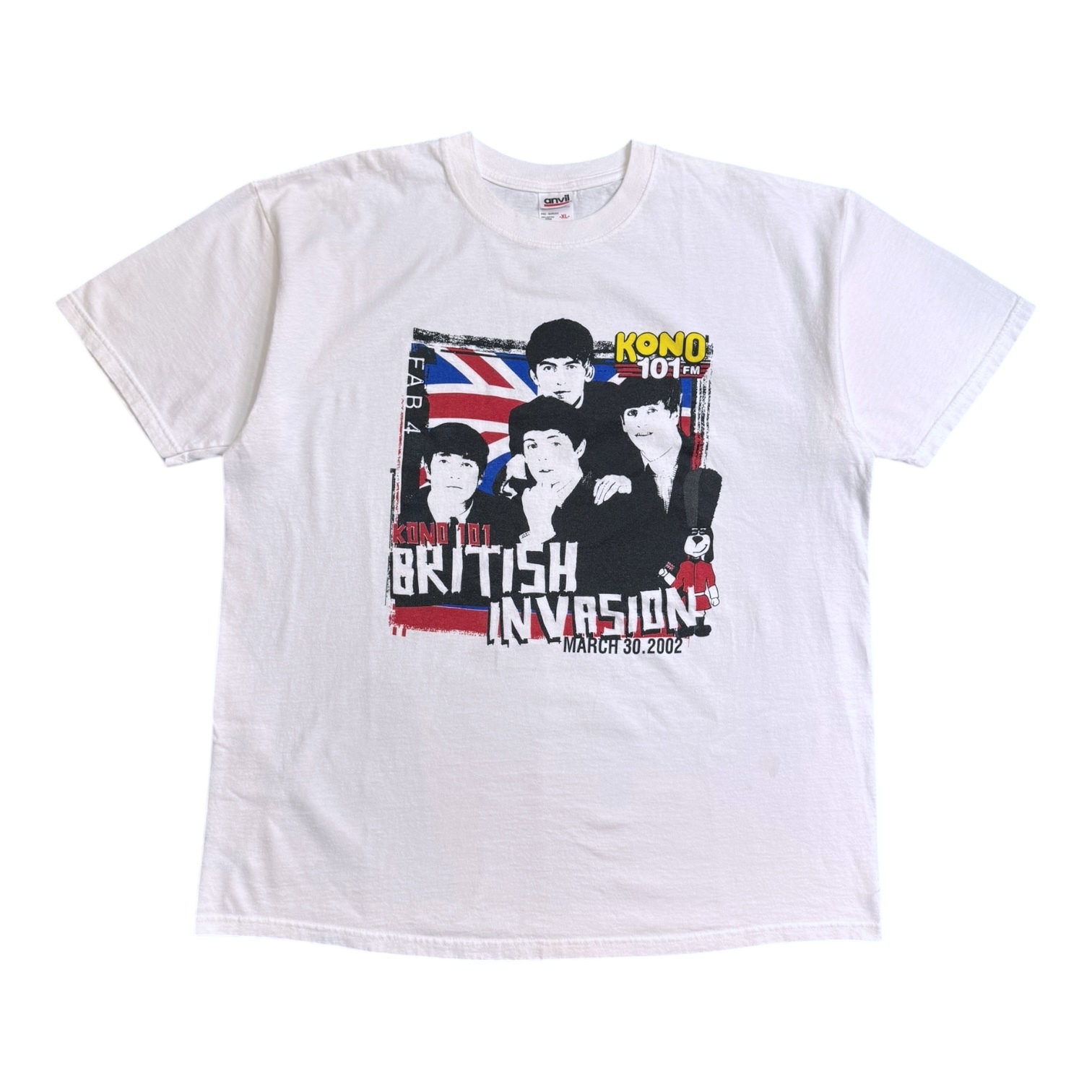 【KONO 101 FM BRITISH INVASION】ケイオーノー ワンオーワン ブリティッシュ インヴェイジョン vintage Tシャツ ビートルズ FAB4 USA製 XL