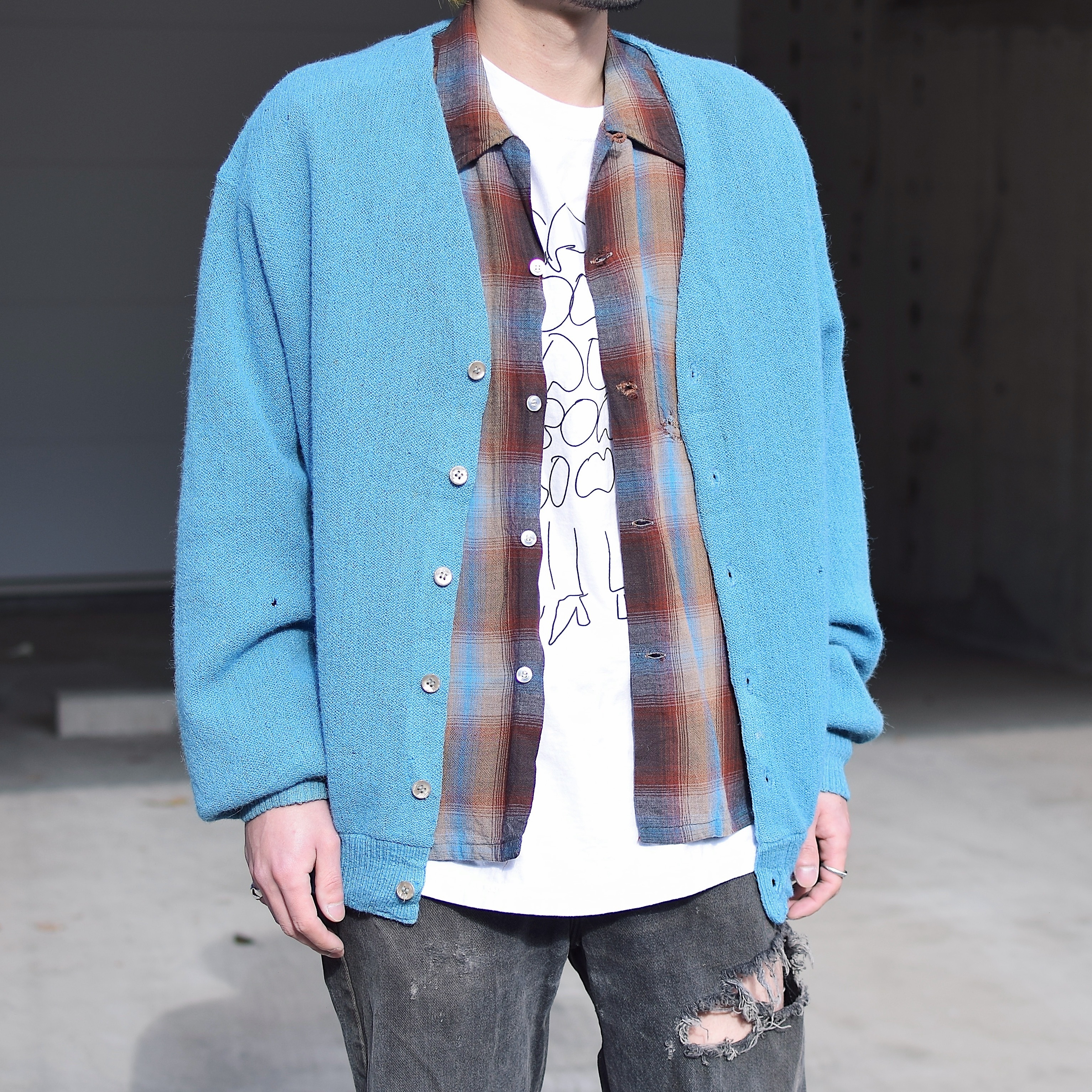 Vintage 60's【TOWNCRAFT】Rayon Ombre Check Shirt の画像 4