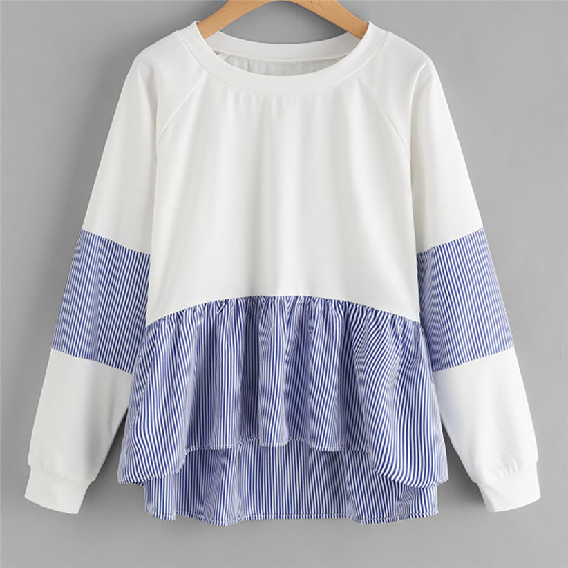 シャツ切り替えトレーナー ストライプ カジュアル ママコーデにも Dharma Jaya