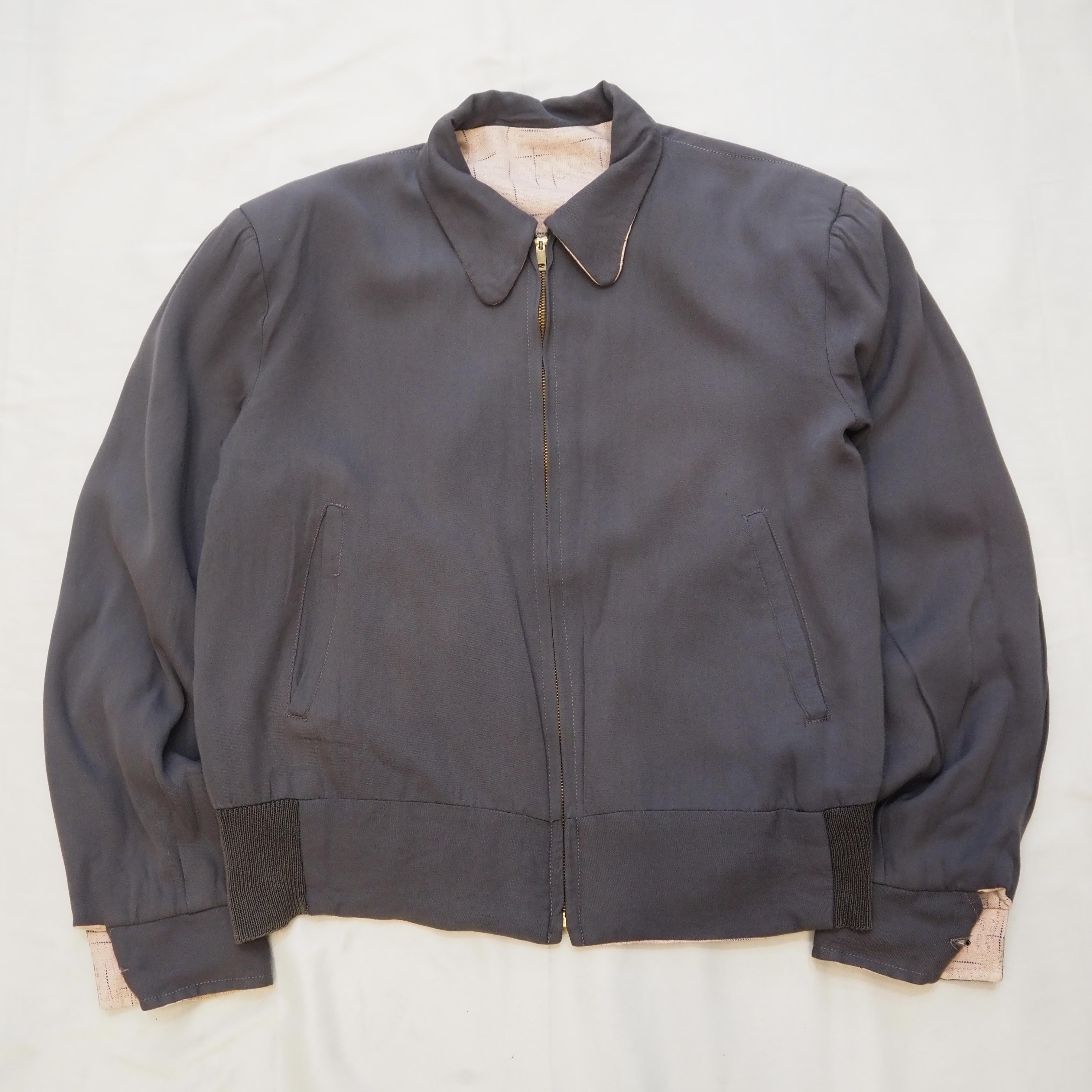 50’s Rayon Gab Jacket Pink & Gray の画像 16