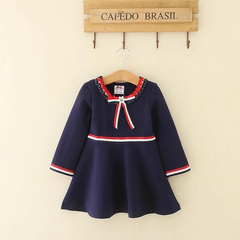 3カラー キッズ 100cm 140cm トリコロール リボン ワンピース パーティー ドレス 長袖 女の子 子供服 姉妹 Anoel