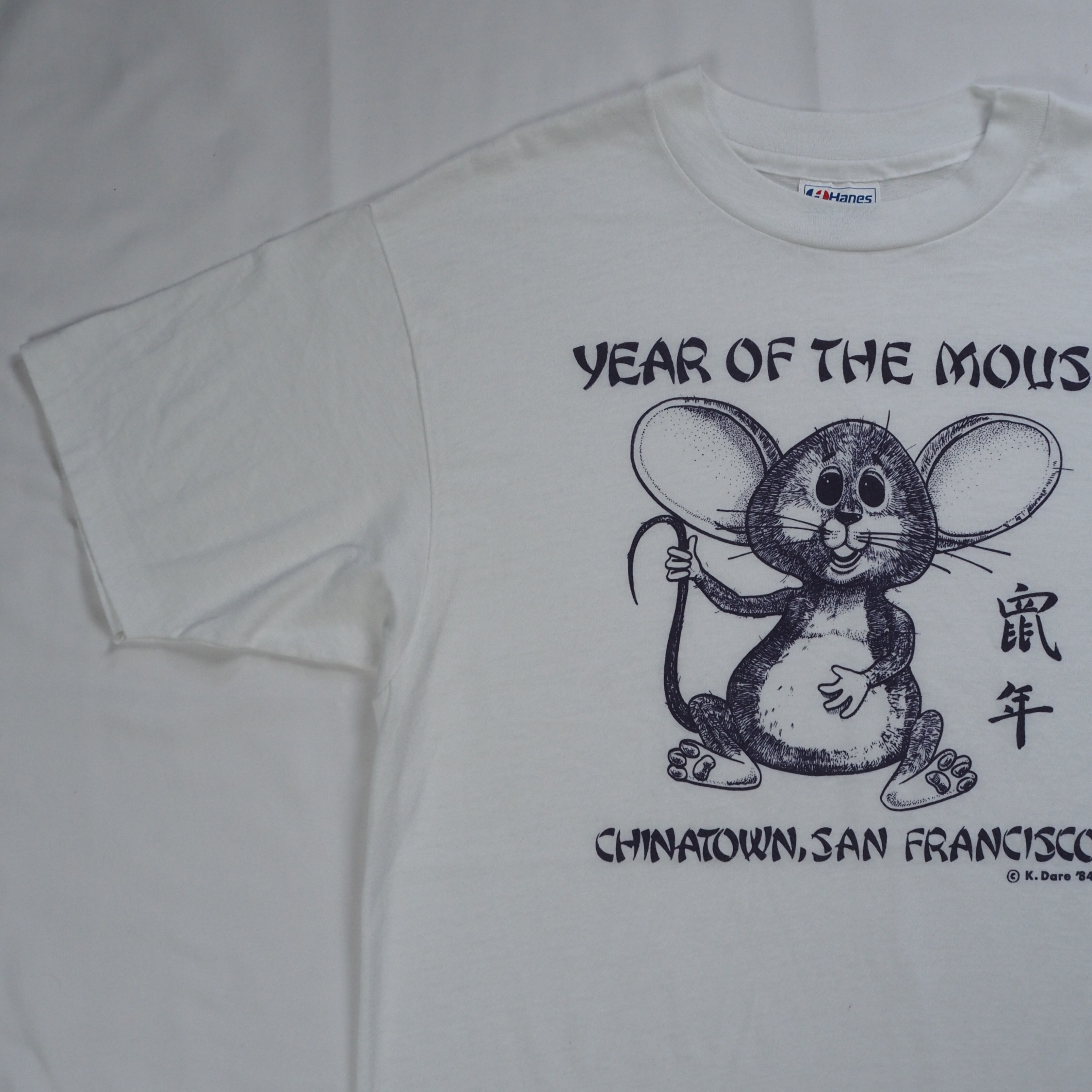 80's Hanes 鼠年Tシャツ Lサイズ ホワイト の画像 5