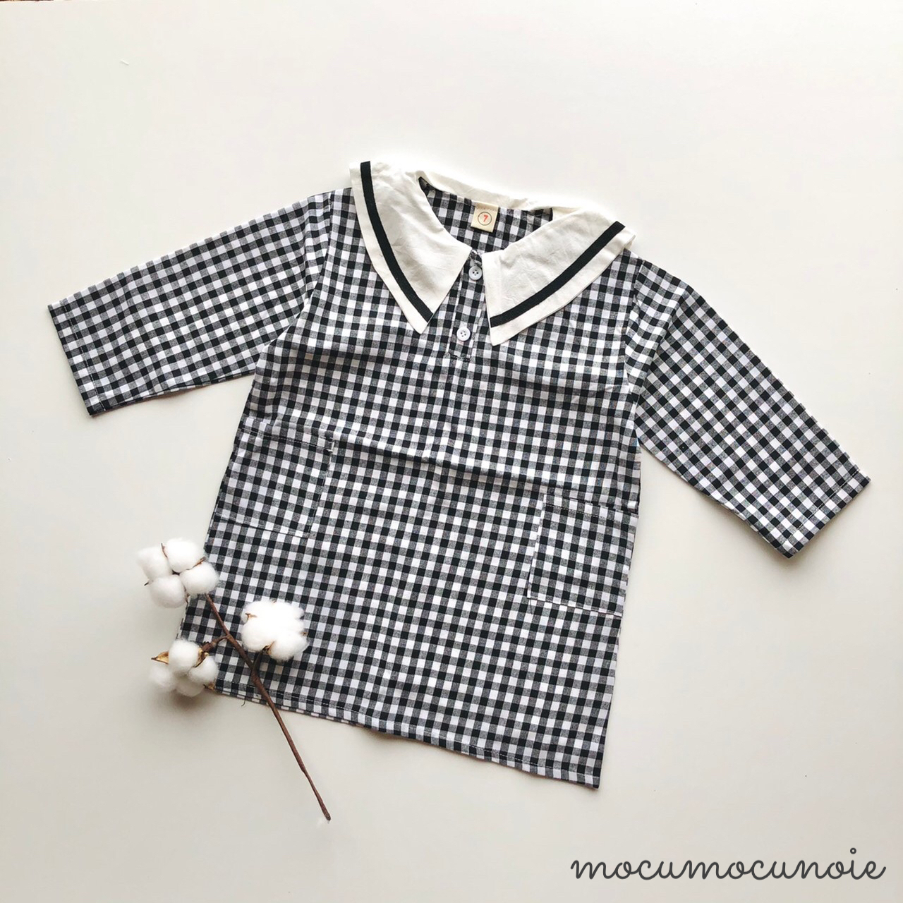即納 セーラー襟のギンガムワンピース 韓国子供服 ベビーグッズ Mocu Mocuの家