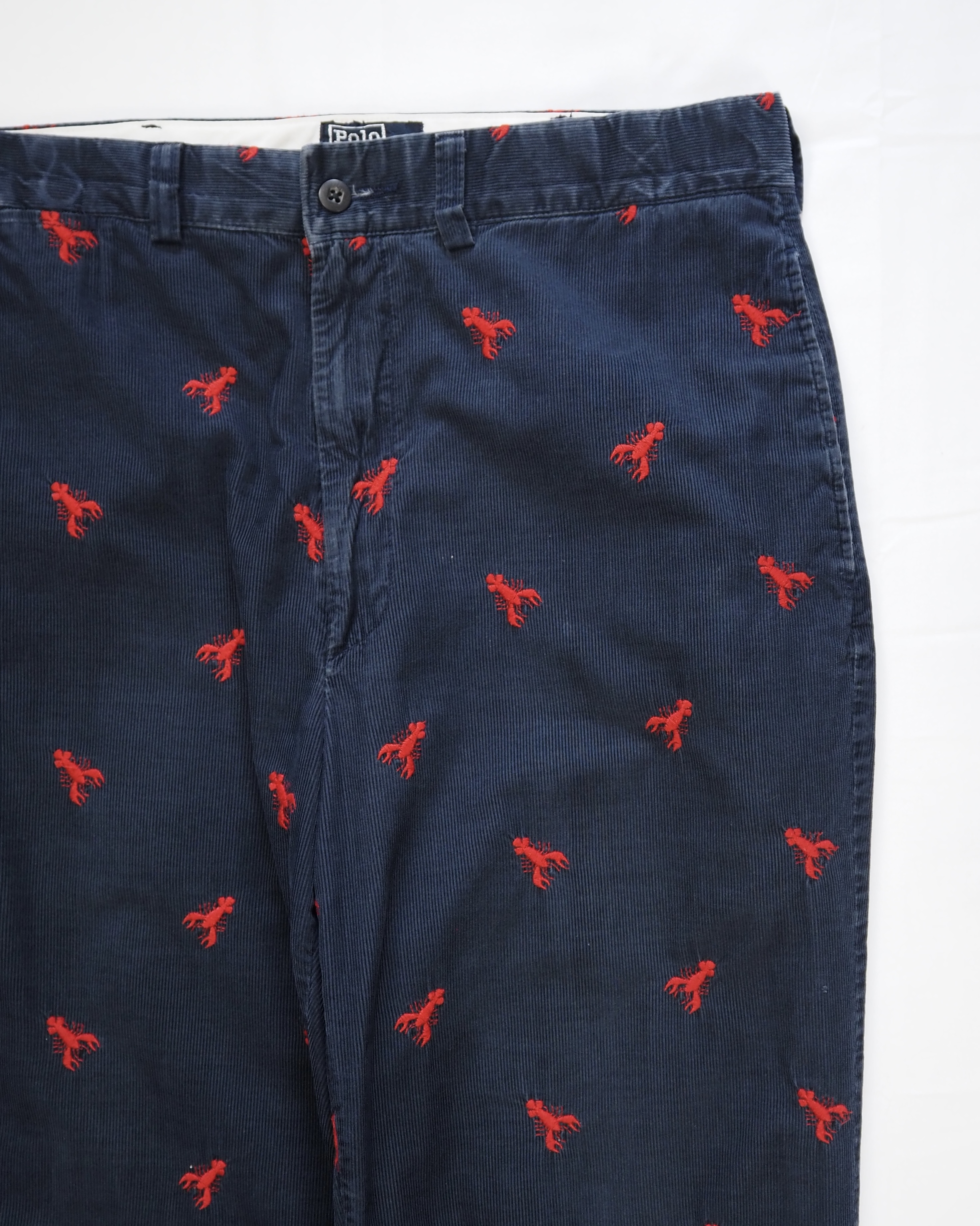 90’s Ralph Lauren コーデュロイパンツ 約33×30 総柄 ロブスター の画像 6