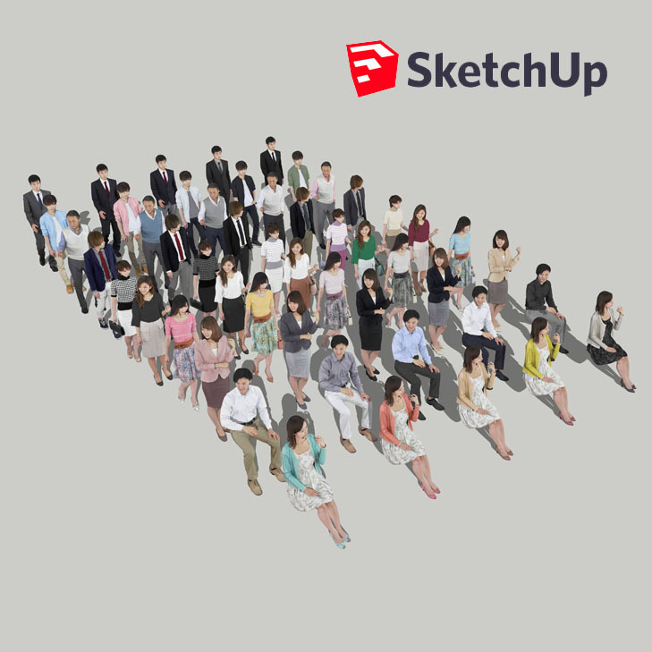 SketchUp素材 3D人物素材-ポーズド 10個セット 001_Posed-set - 画像1